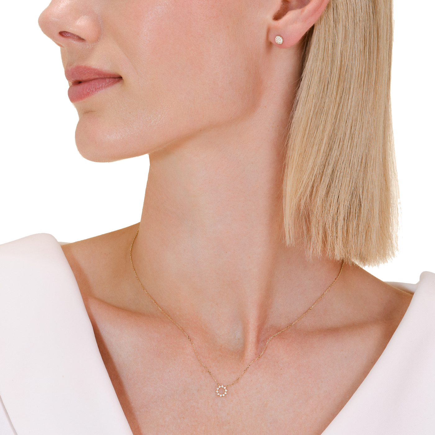 Ohrringe syn. Diamant zus. 0,205ct. 585er Gelbgold Round Pave