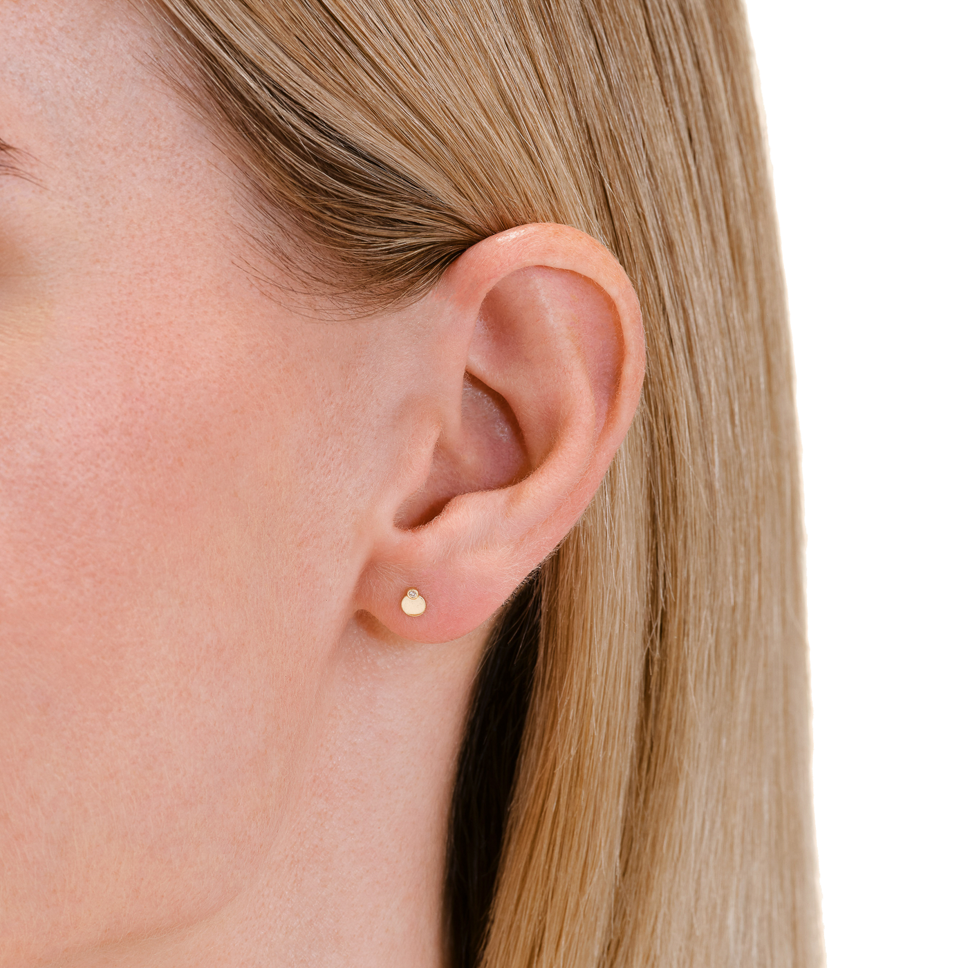 Ohrringe syn. Diamant zus. 0,01ct. 585er Gelbgold Dome