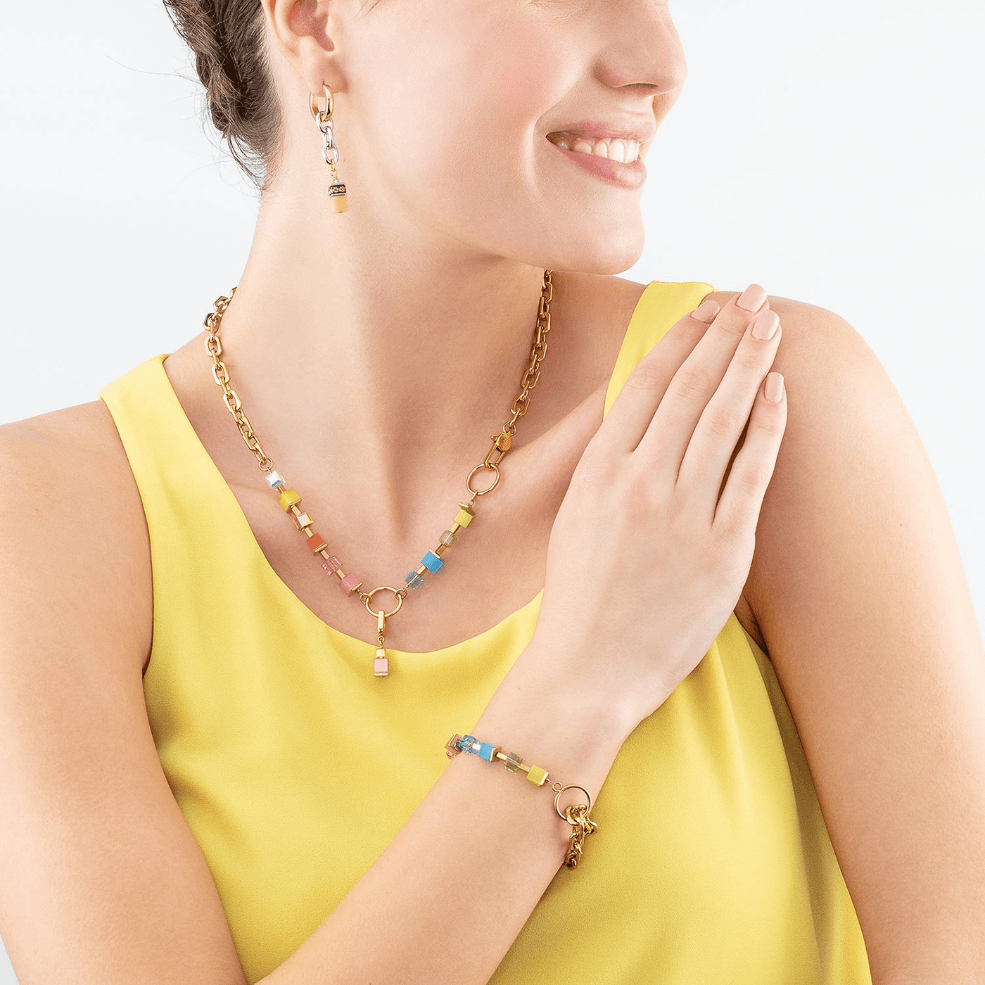 Kette Swarovski® Kristall Edelstahl gelb vergoldet