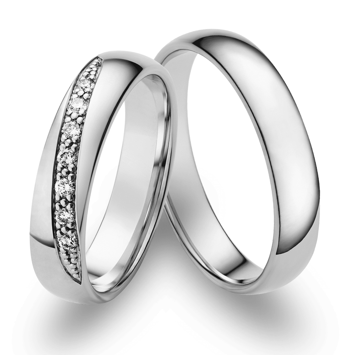Trauring zus. ca. 0,10 ct. 585er Weißgold London Trauring zus. ca. 0,10 ct. 585er Weißgold London