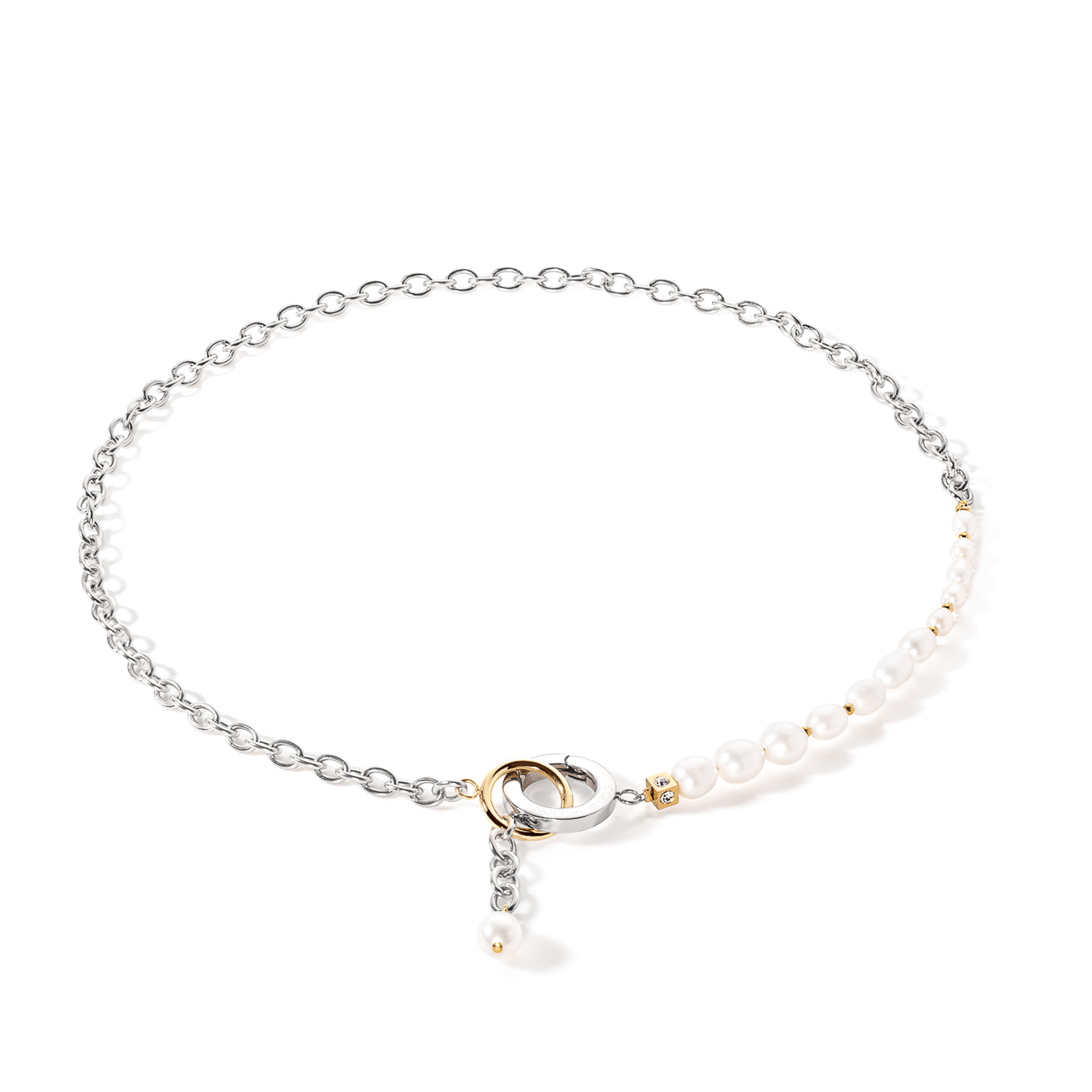 Kette Kristall Edelstahl bicolor