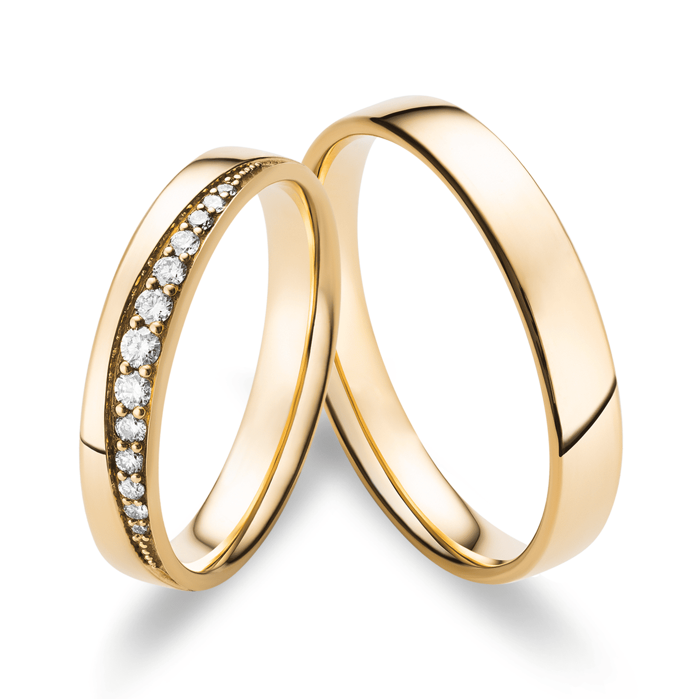 Trauring zus. ca. 0,17 ct. 585er Gelbgold Panama Trauring zus. ca. 0,17 ct. 585er Gelbgold Panama