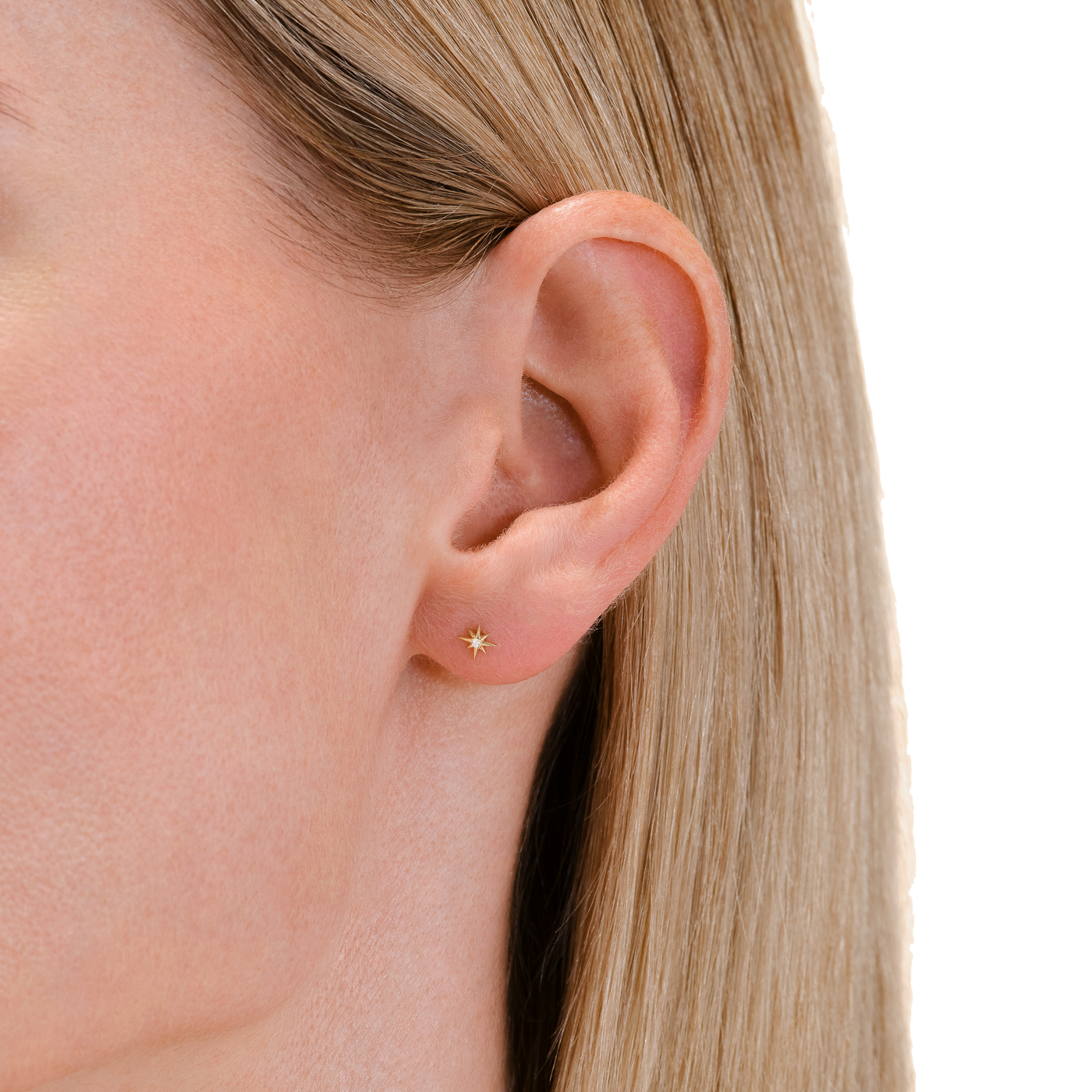 Ohrringe syn. Diamant zus. 0,01ct. 585er Gelbgold Star