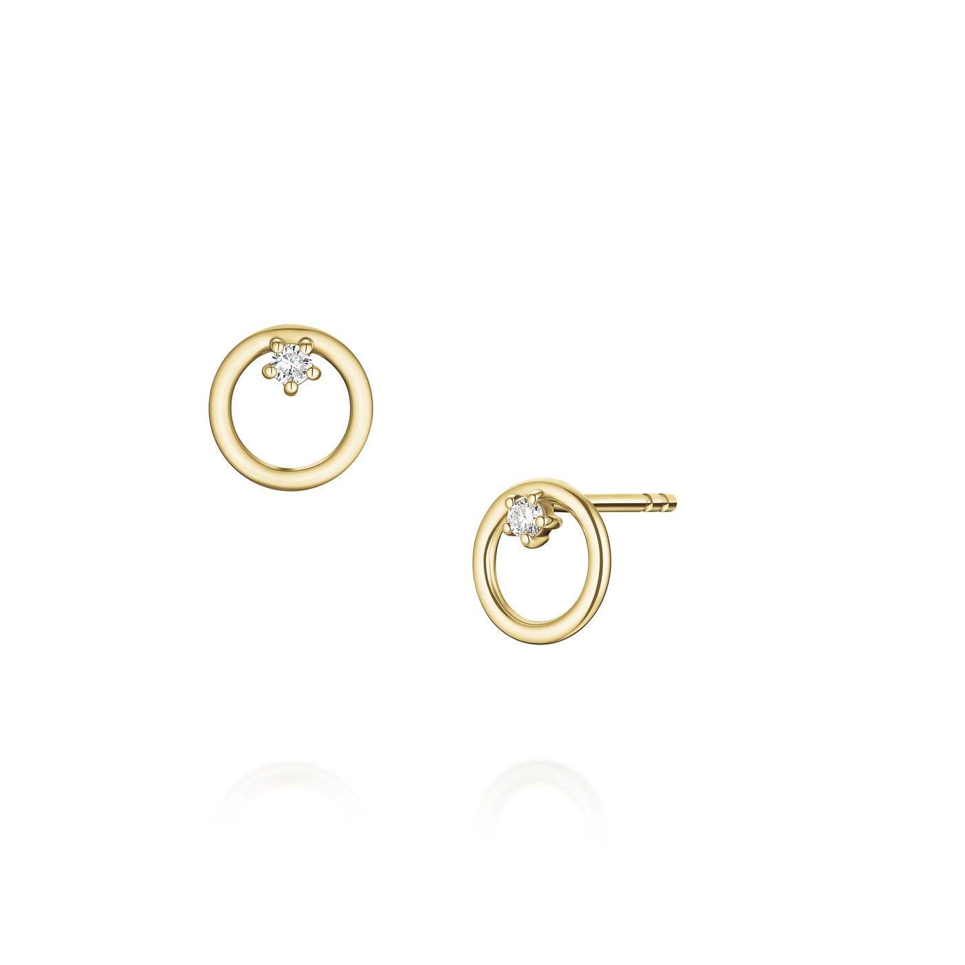 Ohrringe syn. Diamant zus. 0,03ct. 585er Gelbgold Open Circle