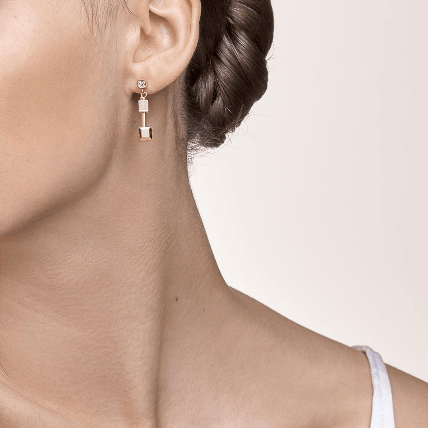 Ohrringe Edelstein Edelstahl rosé vergoldet GeoCube® Ohrringe Edelstein Edelstahl rosé vergoldet GeoCube®