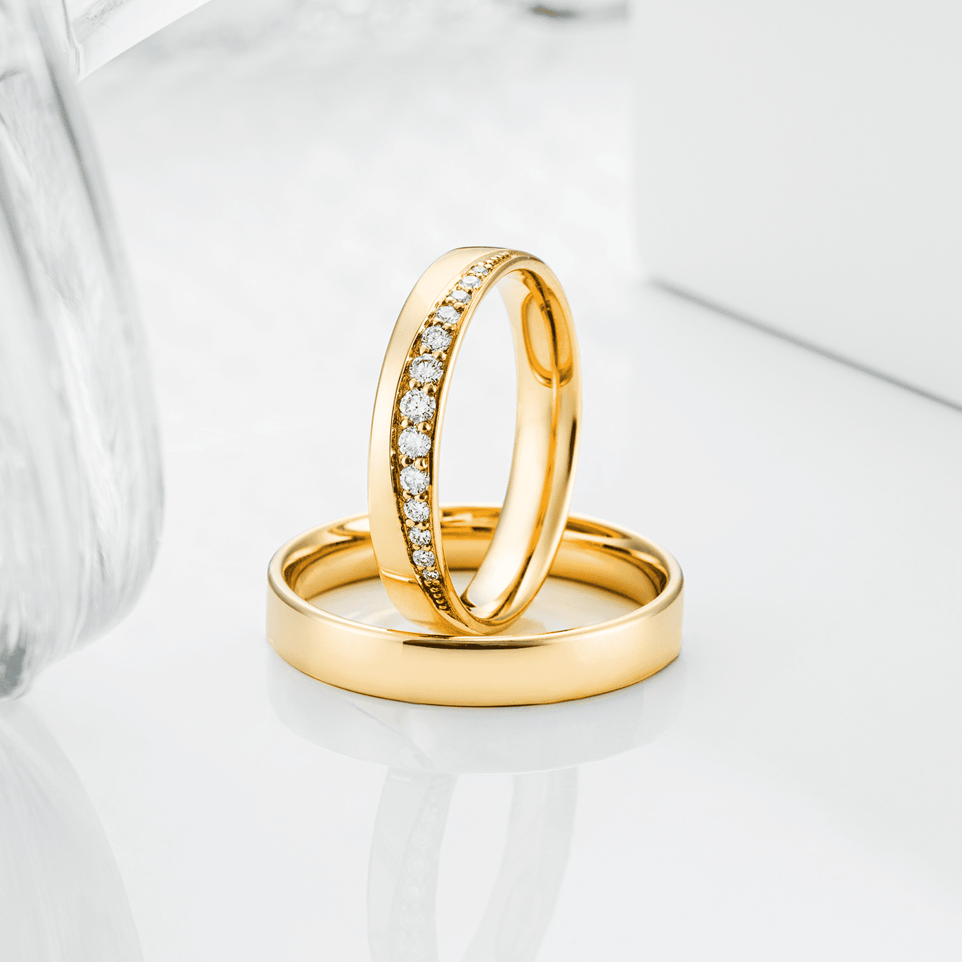 Trauring zus. ca. 0,17 ct. 585er Gelbgold Panama Trauring zus. ca. 0,17 ct. 585er Gelbgold Panama