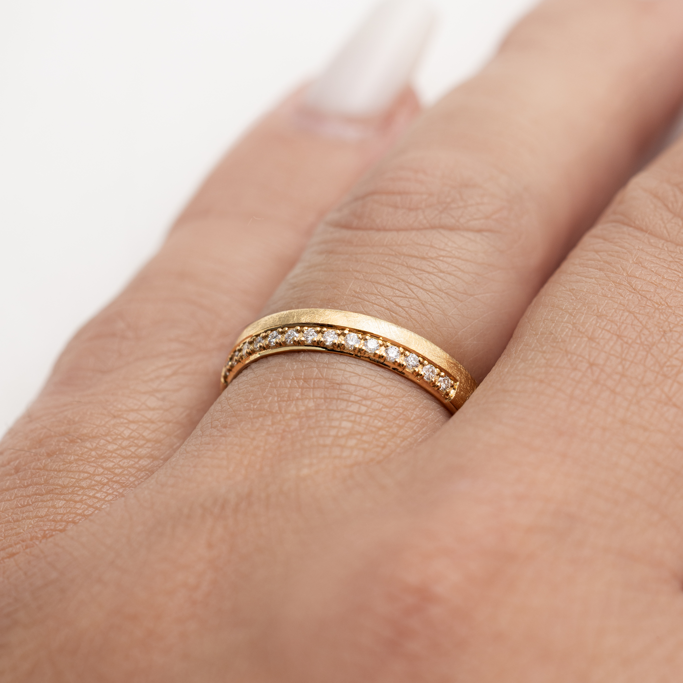 Trauring zus. ca. 0,10 ct. 585er Gelbgold Havanna