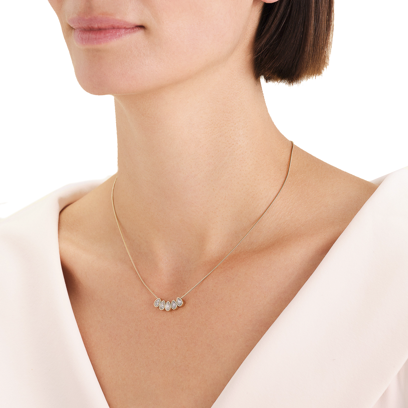 Kette Edelstahl gelb vergoldet Playful Crystala