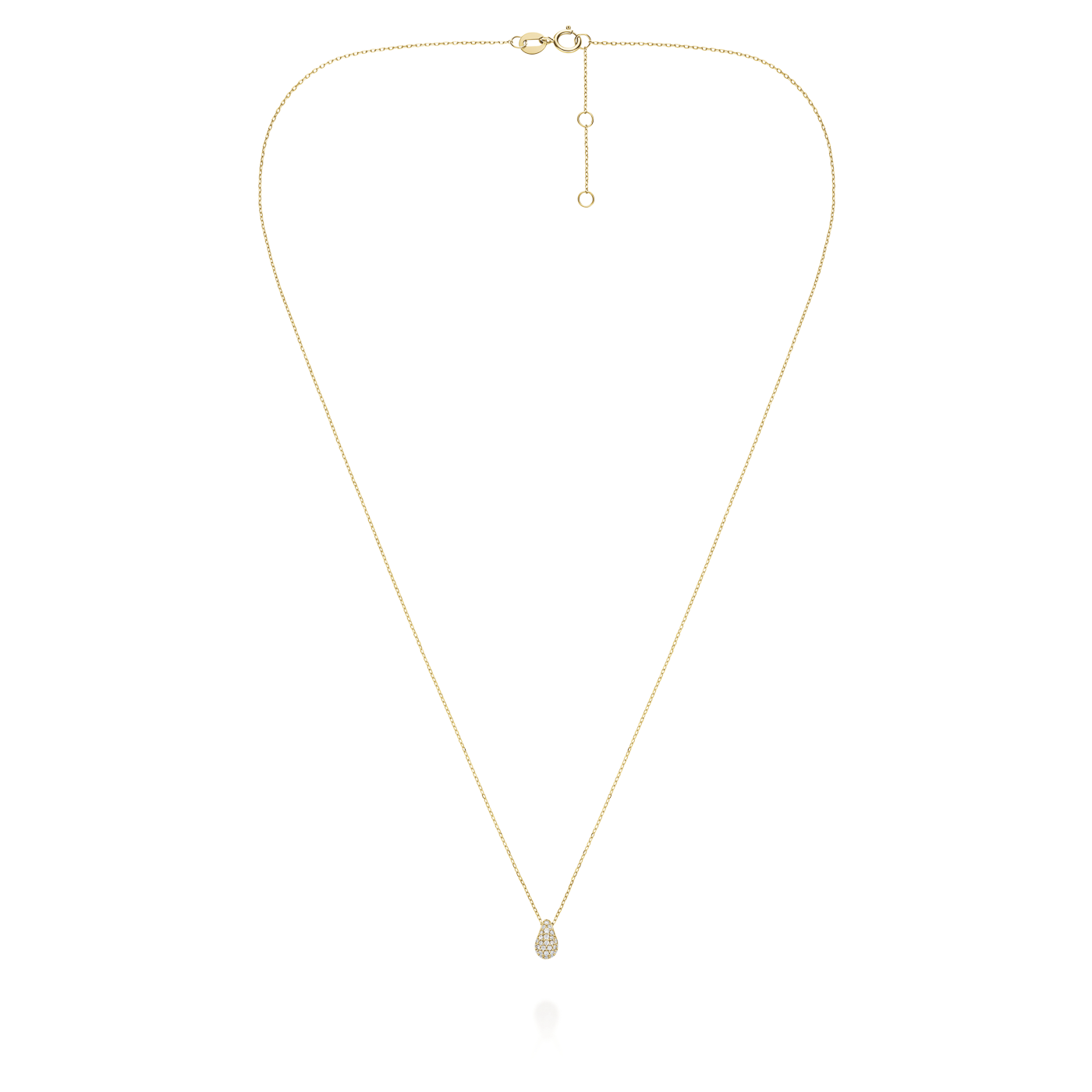 Kette syn. Diamant zus. 0,099ct. 585er Gelbgold Teardrop Pave