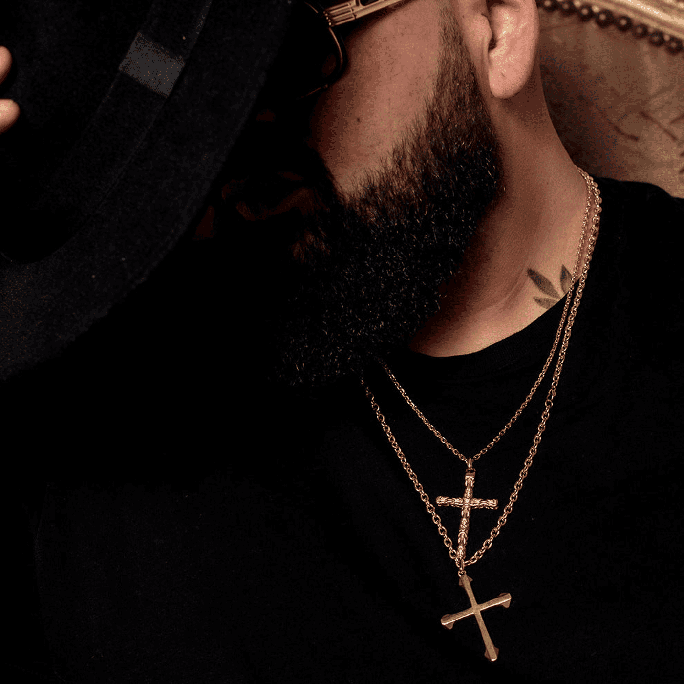 Kette Edelstahl gelb vergoldet Isaac