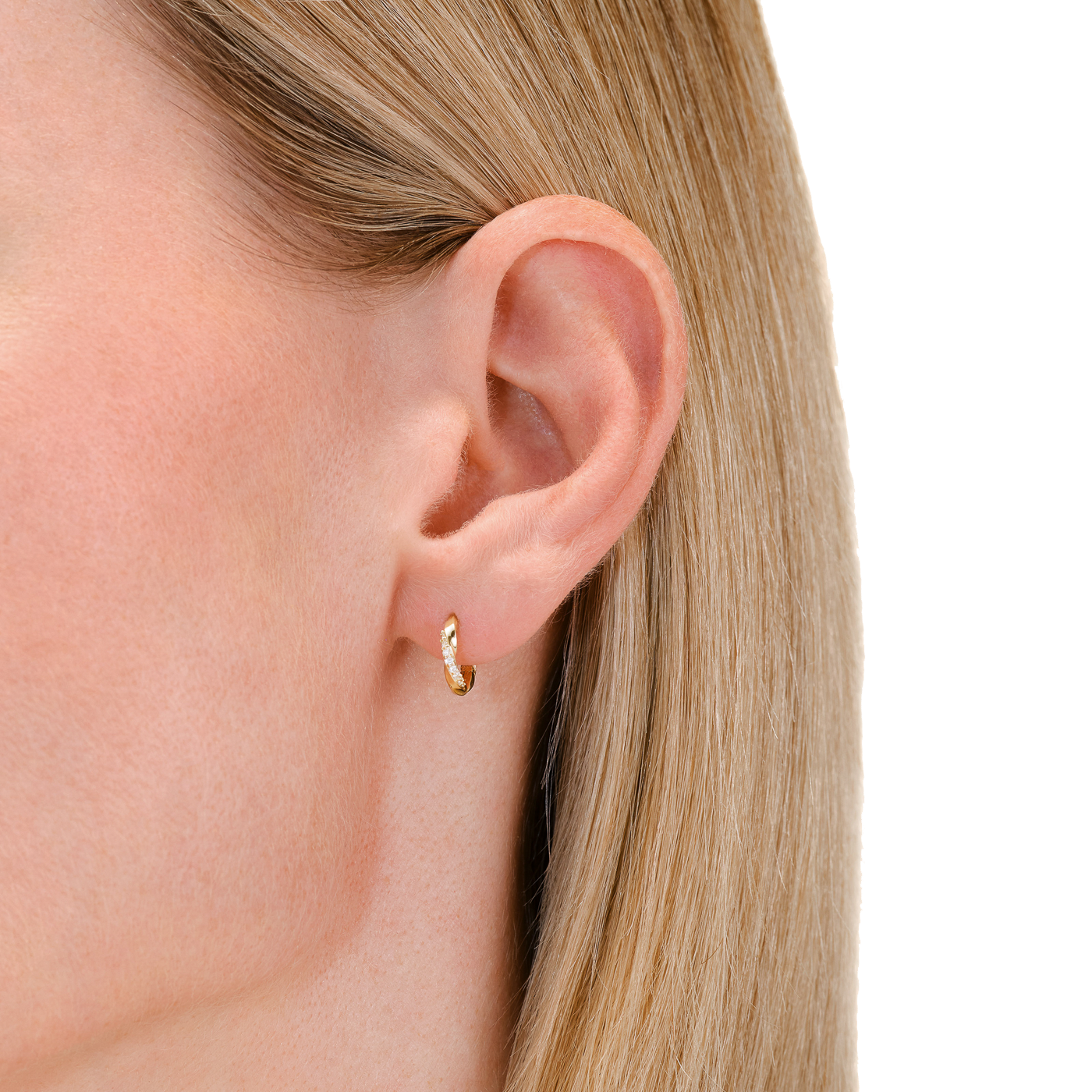 Ohrringe syn. Diamant zus. 0,081ct. 585er Gelbgold Twirl