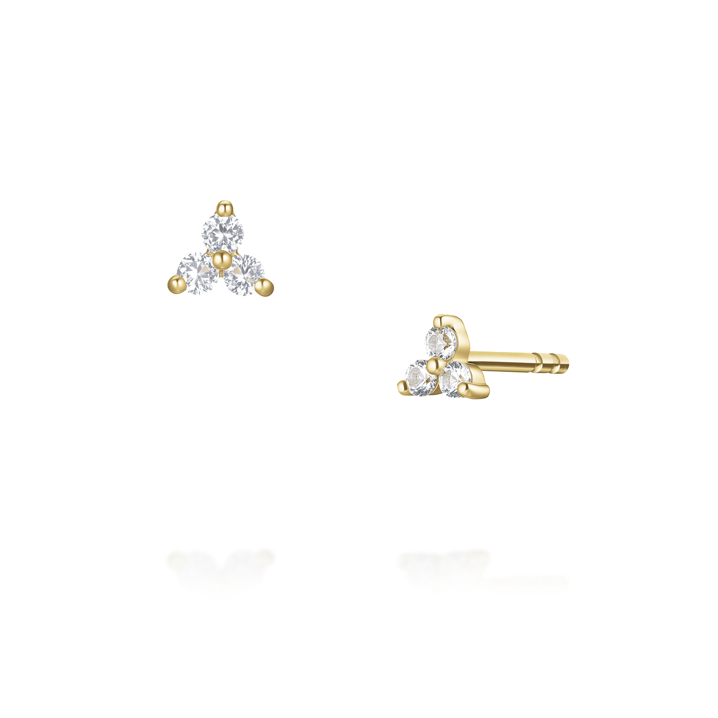 Ohrringe syn. Diamant zus. 0,12ct. 585er Gelbgold Traingle