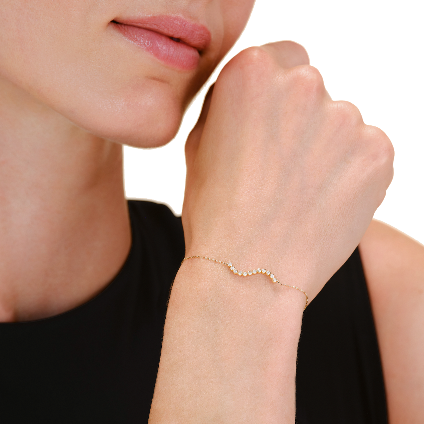 Armband syn. Diamant zus. 0,12ct. 585er Gelbgold Lustre