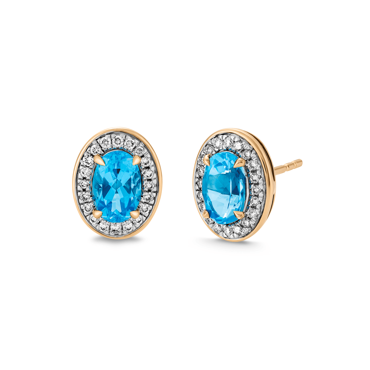 Ohrringe Blautopas + Diamant zus. ca. 0,12ct. 375er Gelbgold Ohrringe Blautopas + Diamant zus. ca. 0,12ct. 375er Gelbgold