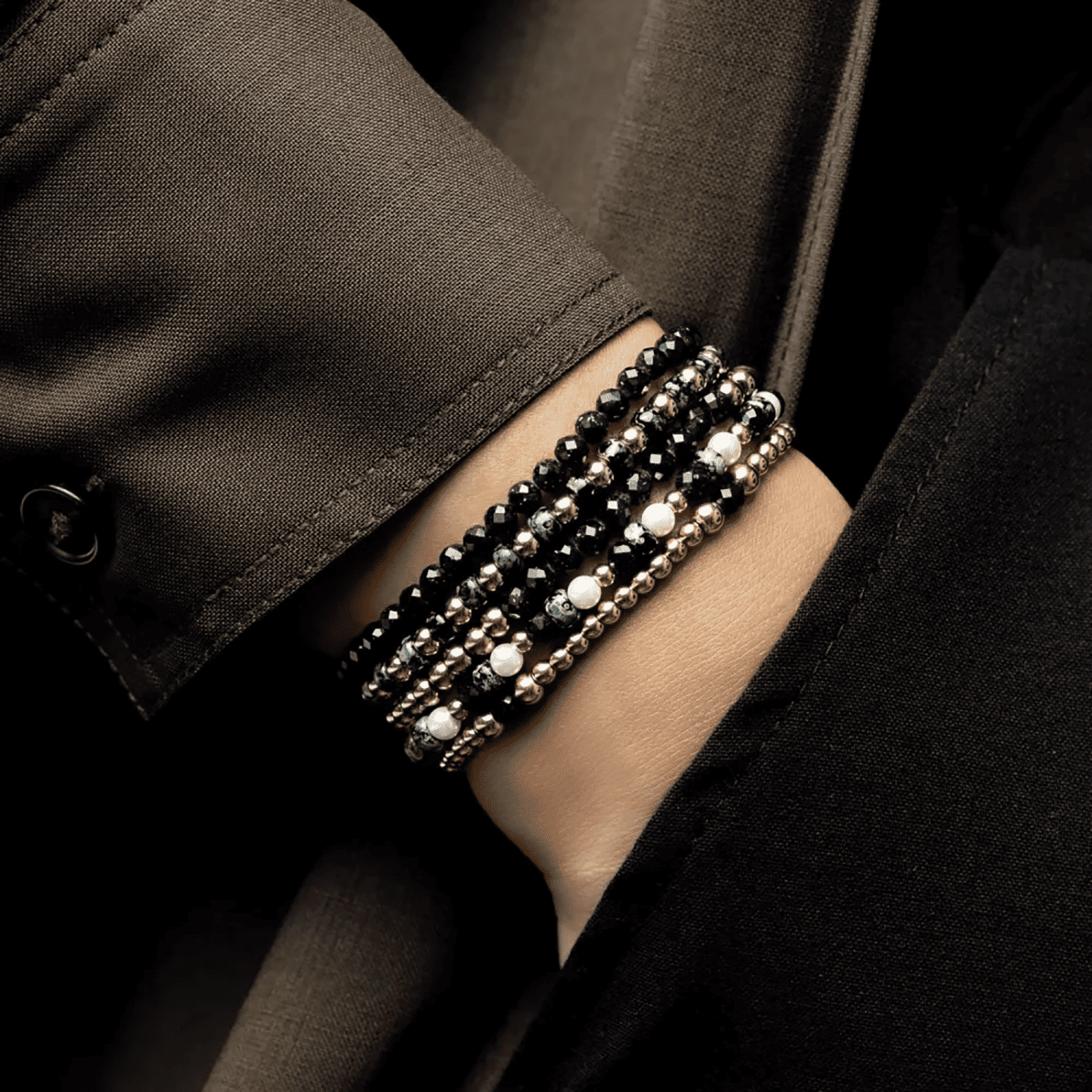 Armband Edelstahl gelb vergoldet Mix Glass Rocks Black Leopard Yellowgold Armband Edelstahl gelb vergoldet Mix Glass Rocks Black Leopard Yellowgold