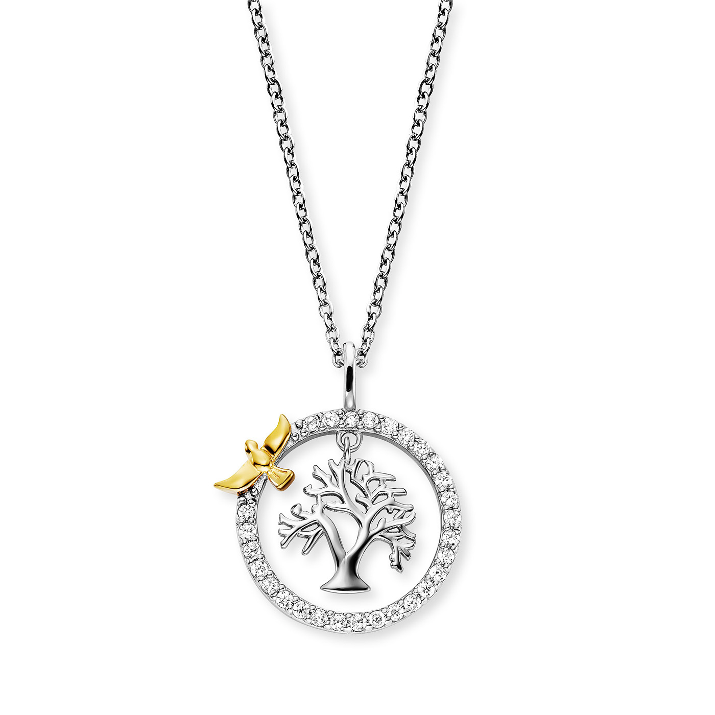 Kette Zirkonia 925er Silber bicolor Lebensbaum Kette Zirkonia 925er Silber bicolor Lebensbaum