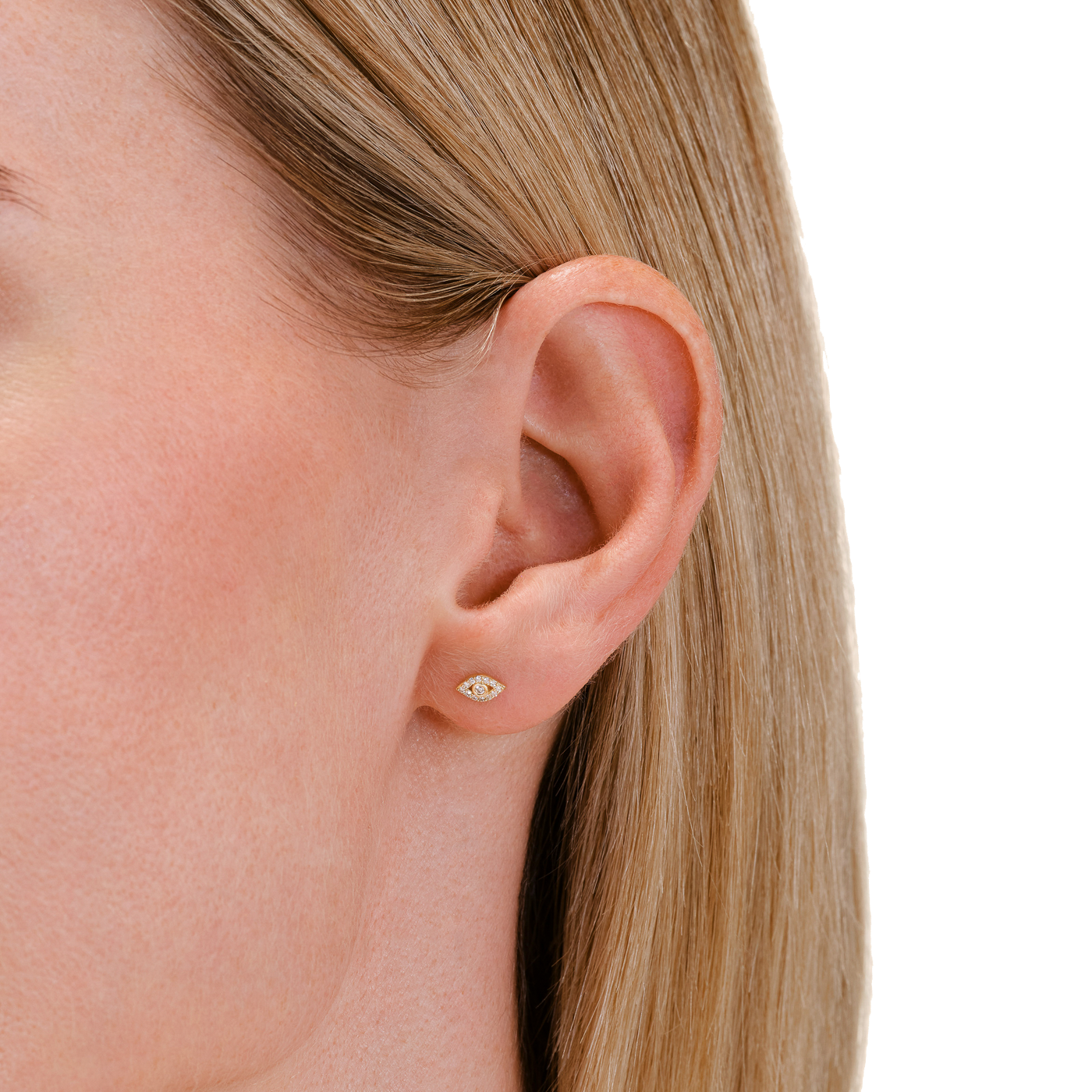 Ohrringe syn. Diamant zus. 0,101ct. 585er Gelbgold Evil Eye