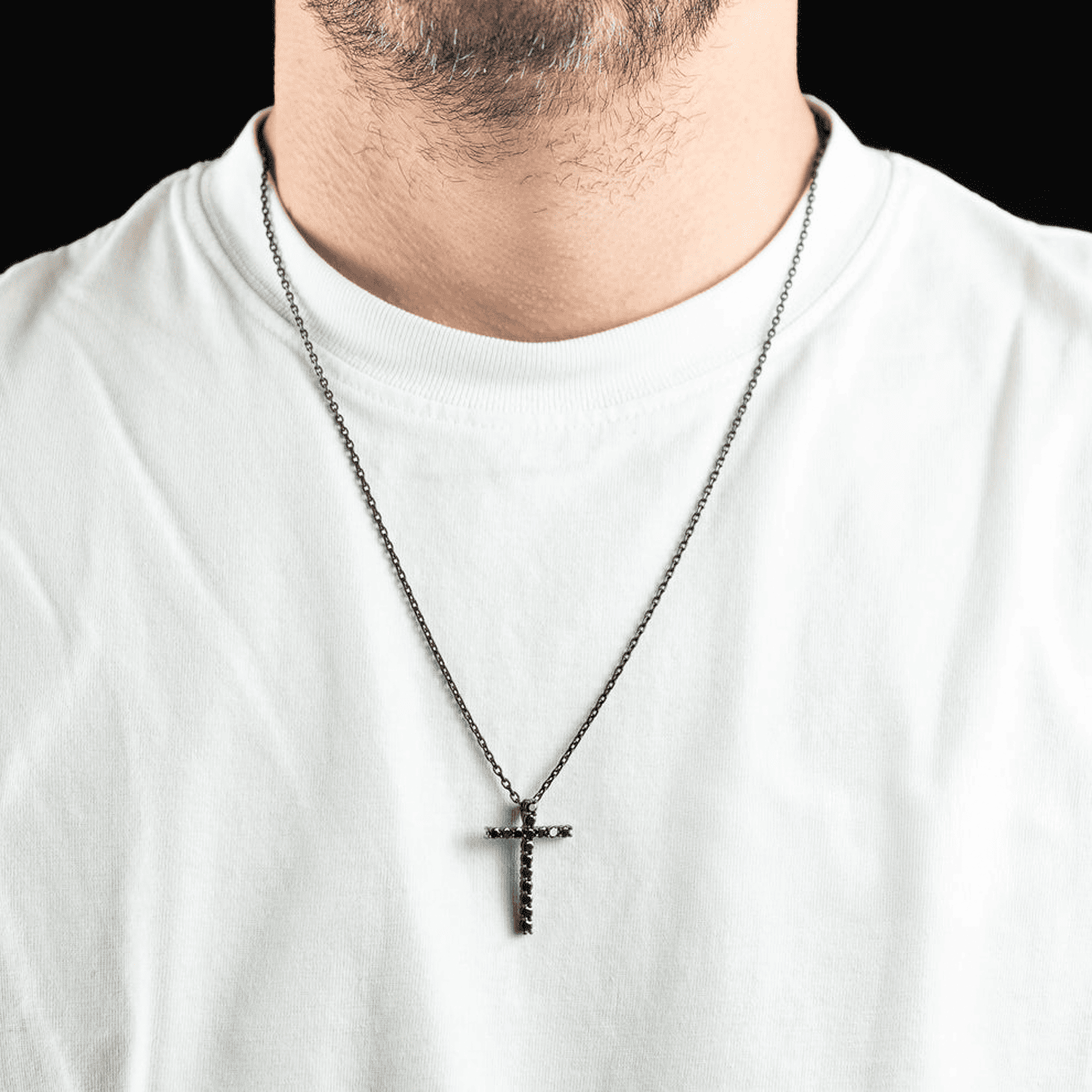 Kette Zirkonia Edelstahl schwarz Francesco