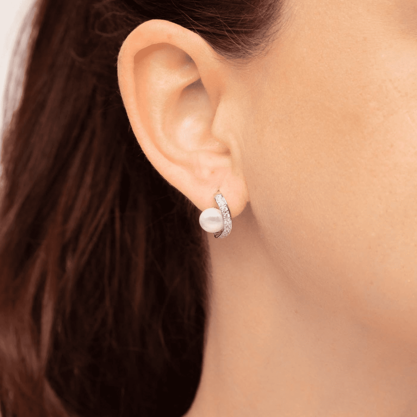 Perlenohrringe Zirkonia 925er Silber Süßwasser-Zuchtperle