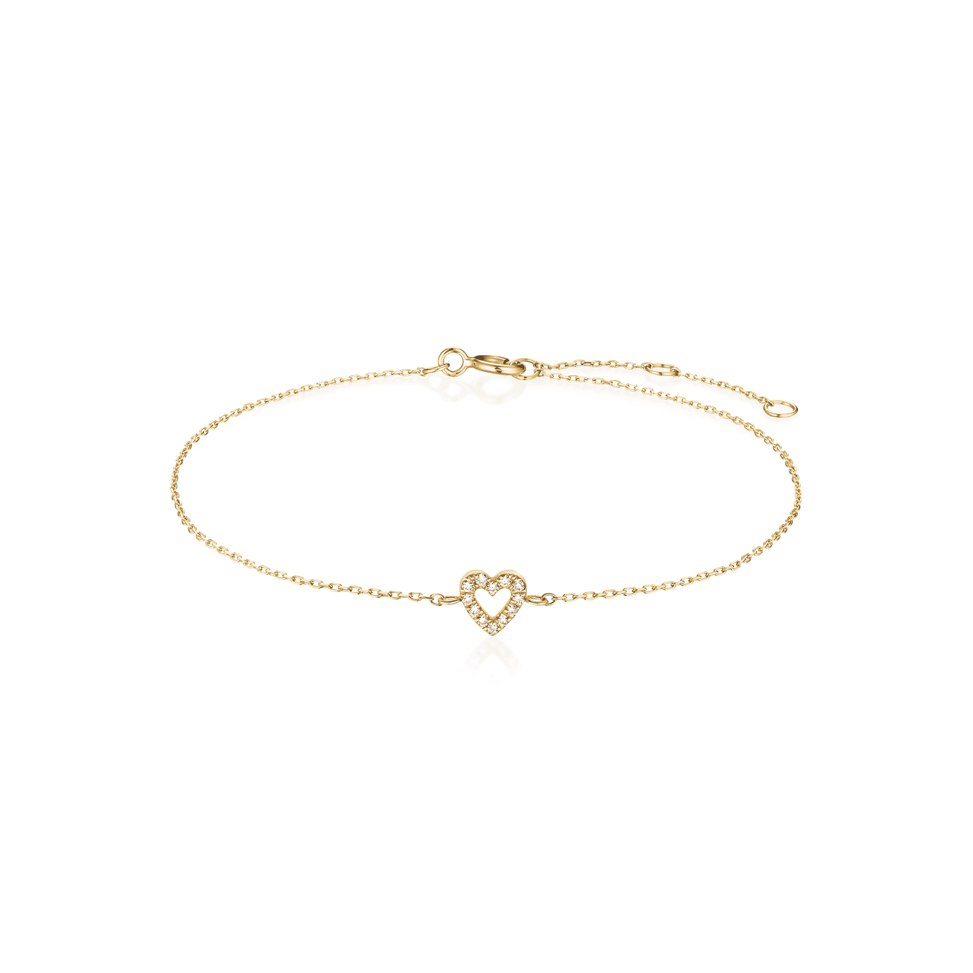 Armband syn. Diamant zus. 0,028ct. 585er Gelbgold Heart