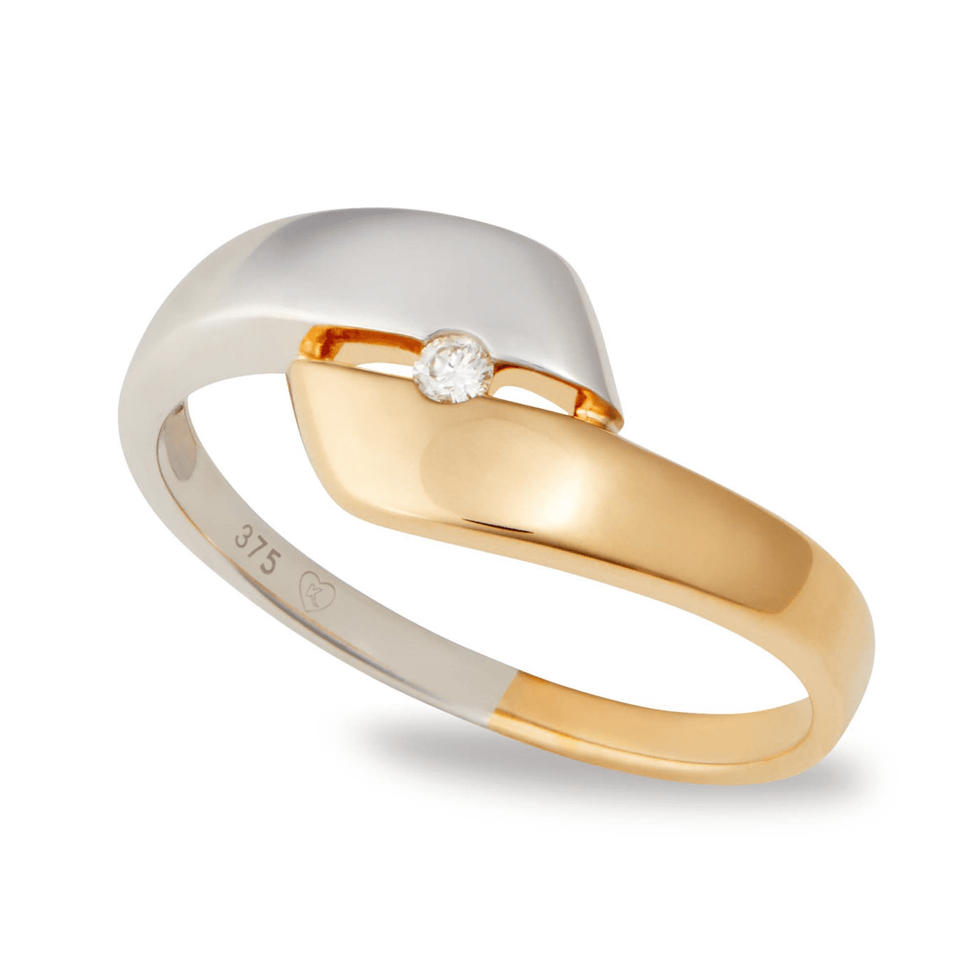 Ring Diamant ca. 0,03 ct. 375er Gelbgold rhod. Petunia Ring Diamant ca. 0,03 ct. 375er Gelbgold rhod. Petunia