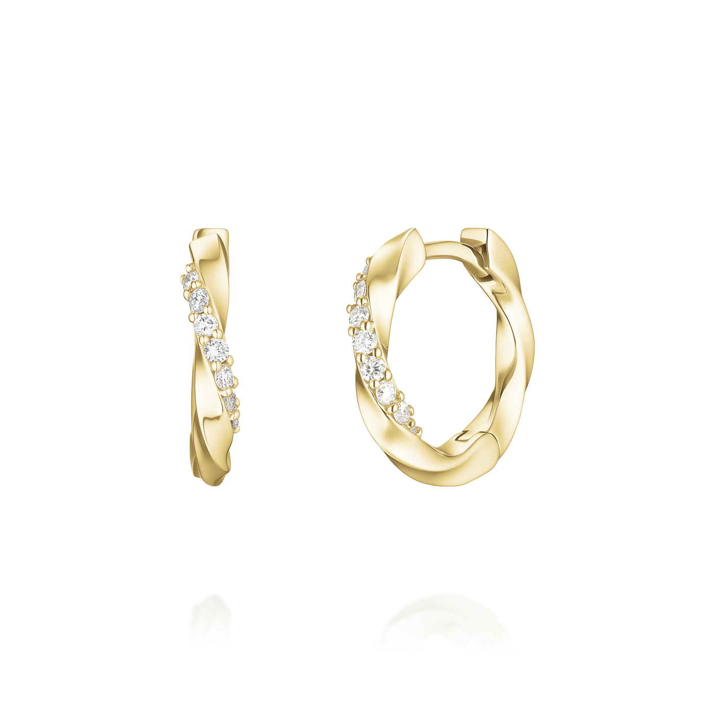 Ohrringe syn. Diamant zus. 0,081ct. 585er Gelbgold Twirl