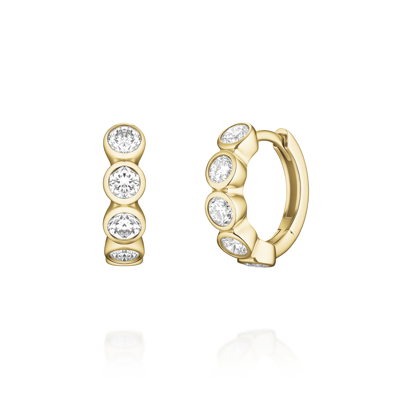 Ohrringe syn. Diamant zus. 0,643ct. 585er Gelbgold Bubble