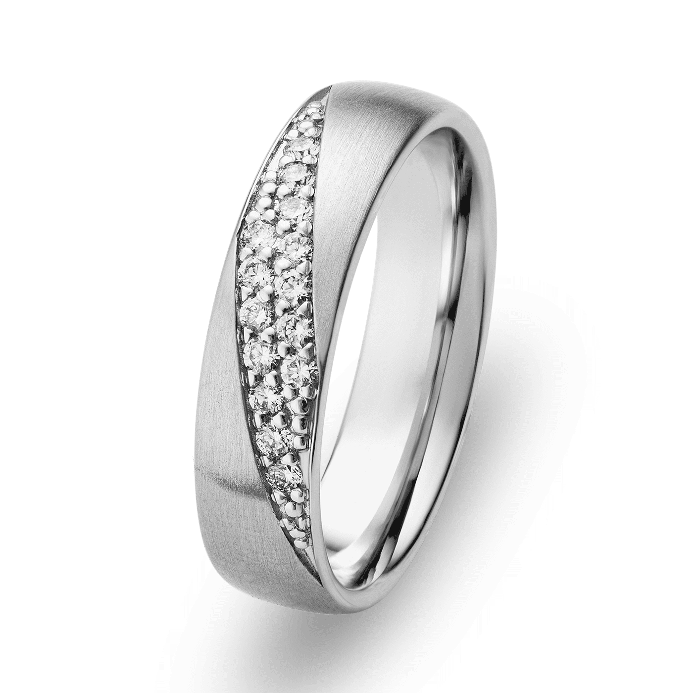 Trauring zus. ca. 0,15 ct. 585er Weißgold Mauritius