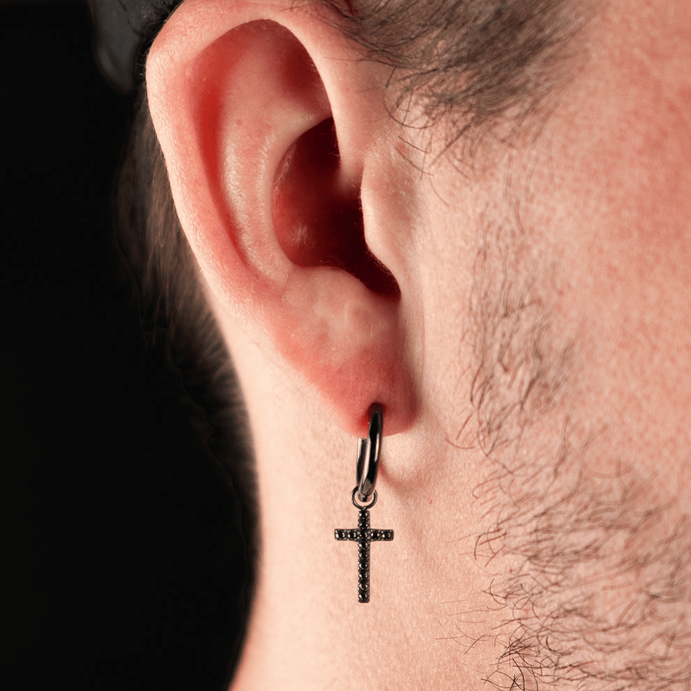 Einzelohrring Zirkonia Edelstahl schwarz Francesco Einzelohrring Zirkonia Edelstahl schwarz Francesco