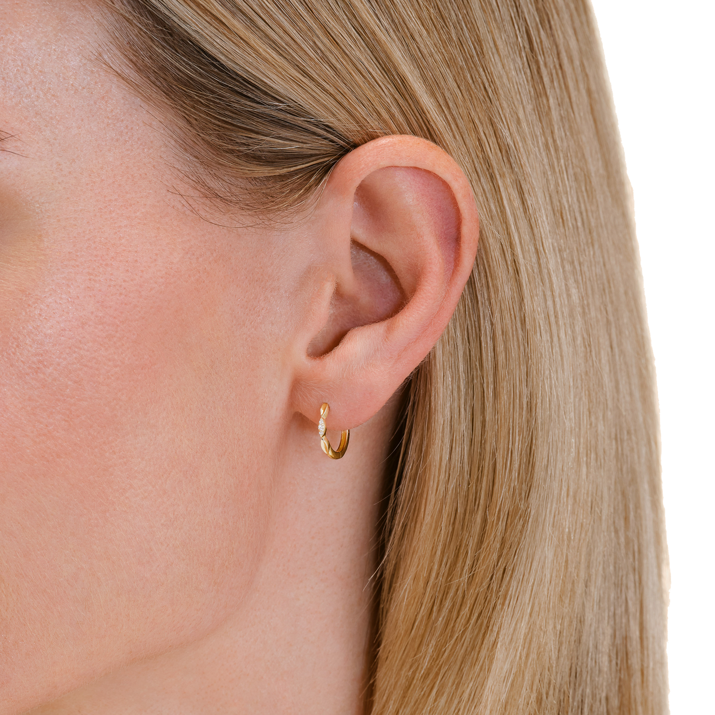 Ohrringe syn. Diamant zus. 0,036ct. 585er Gelbgold