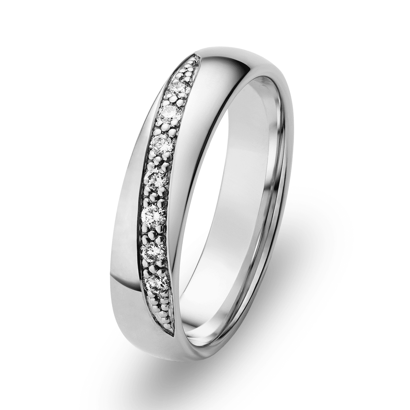 Trauring zus. ca. 0,10 ct. 585er Weißgold London Trauring zus. ca. 0,10 ct. 585er Weißgold London