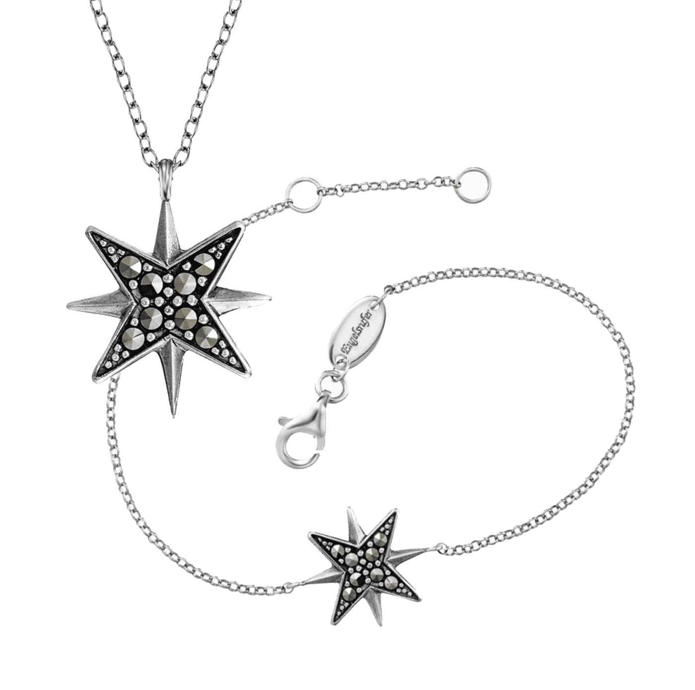 Kette und Armband Set 925er Silber Stern Kette und Armband Set 925er Silber Stern