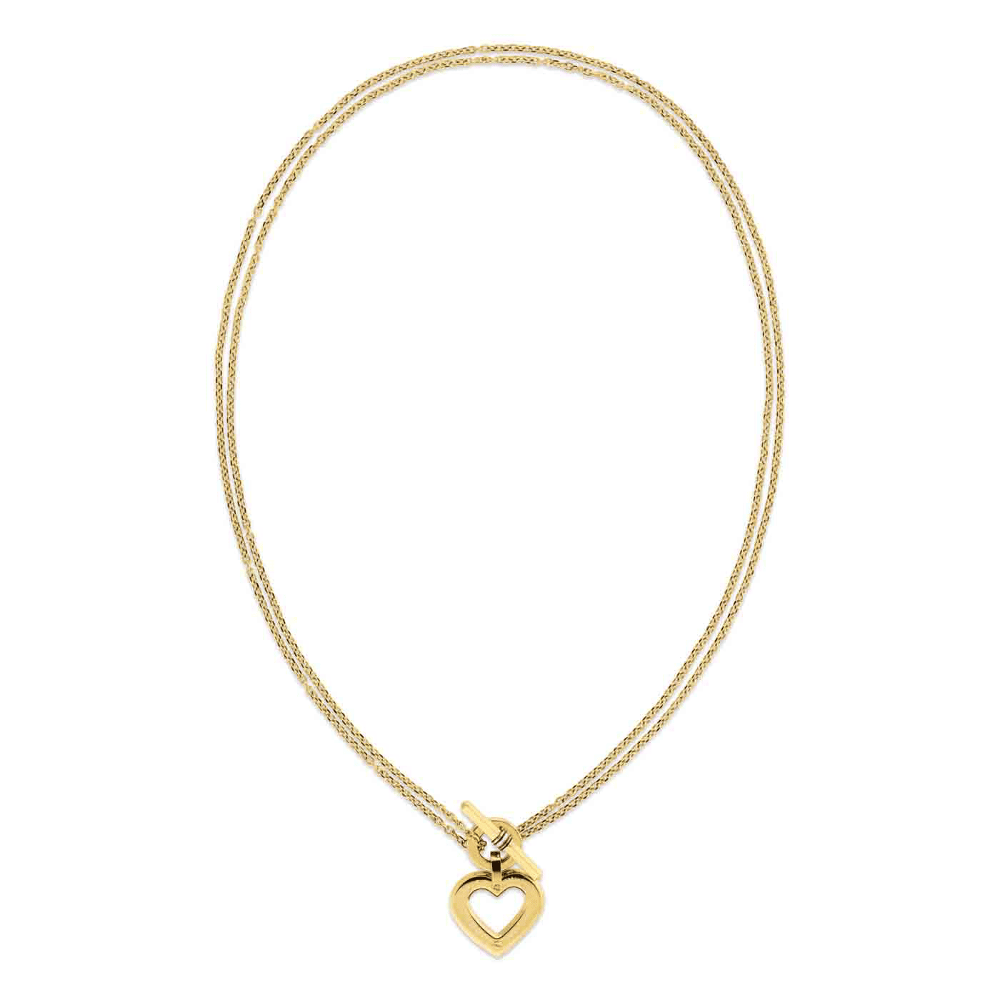 Edelstahlkette gelb vergoldet Toggle Heart