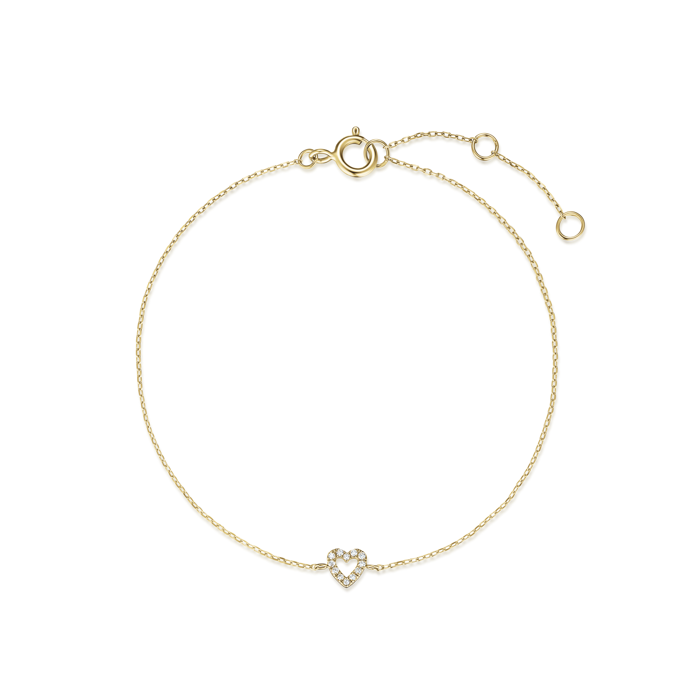 Armband syn. Diamant zus. 0,028ct. 585er Gelbgold Heart