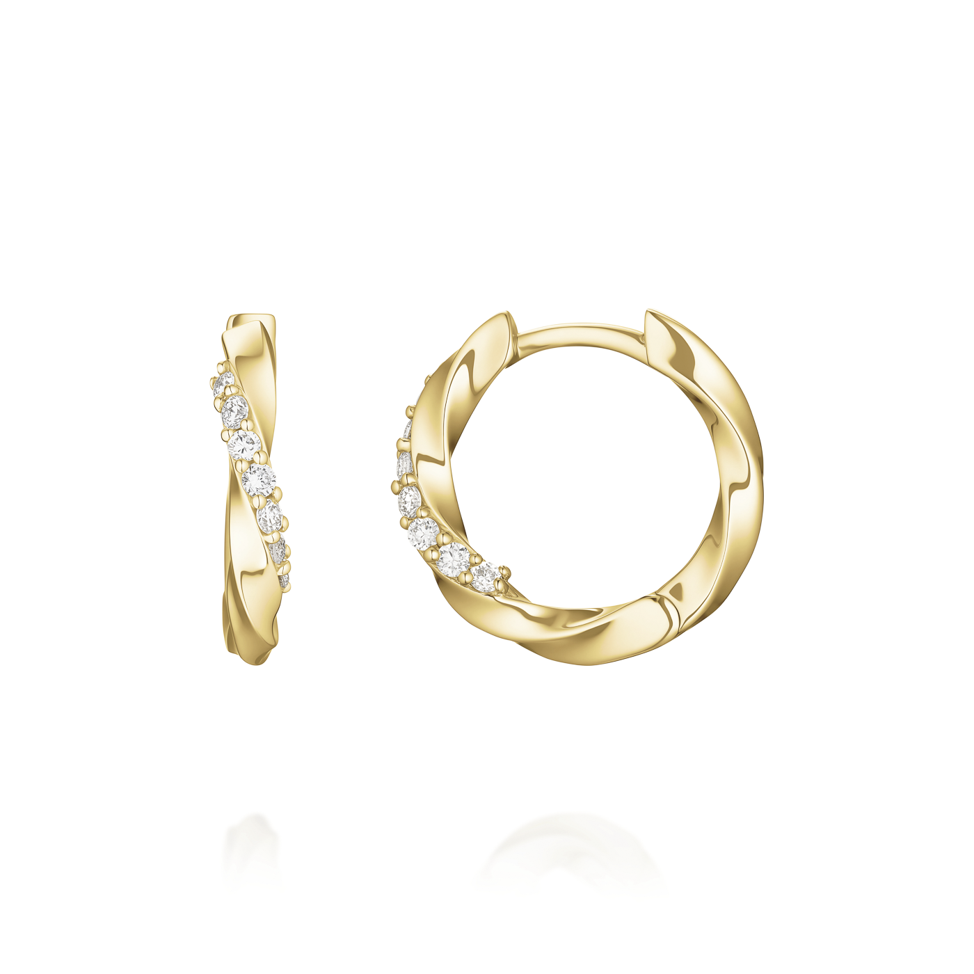 Ohrringe syn. Diamant zus. 0,081ct. 585er Gelbgold Twirl