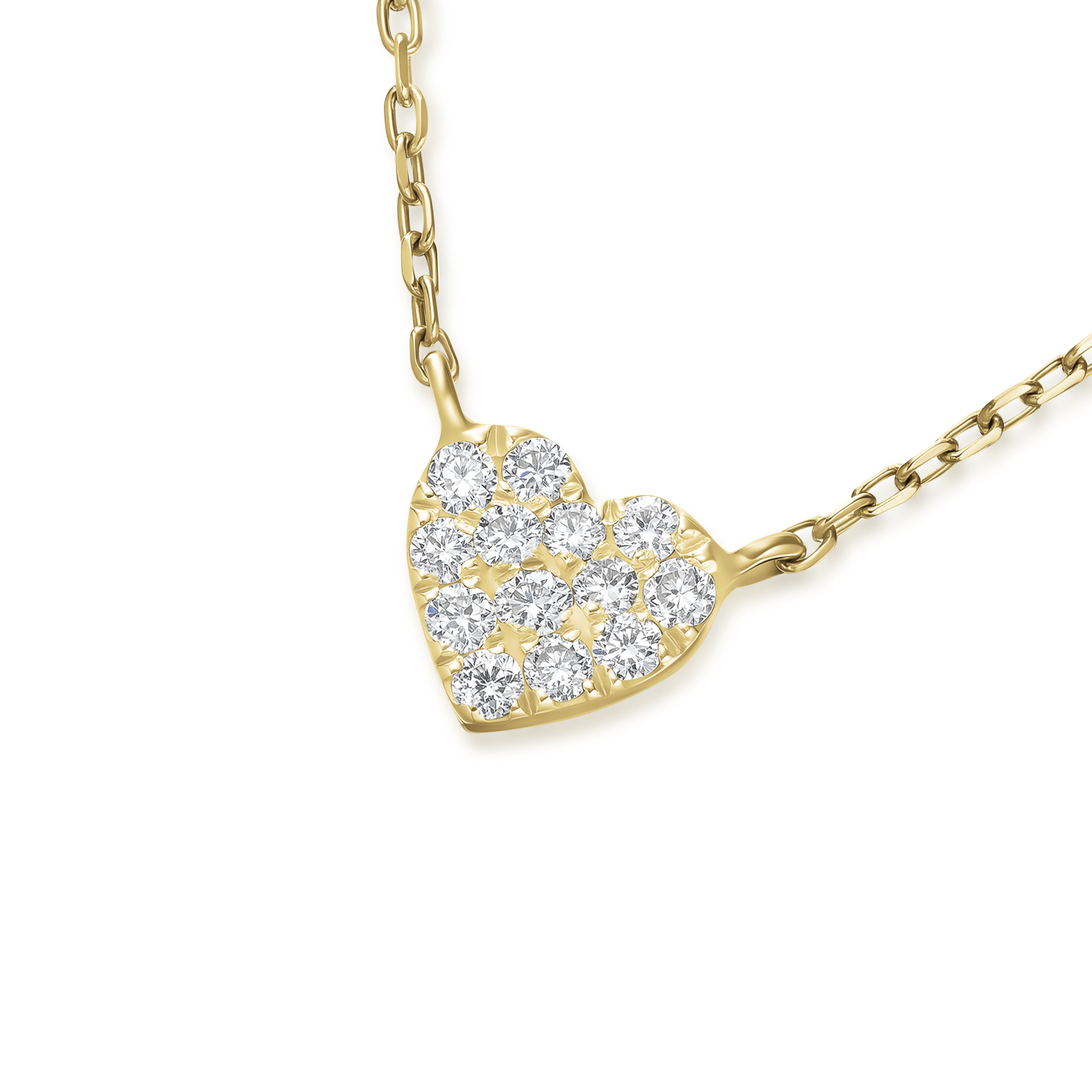 Kette syn. Diamant zus. 0,06ct. 585er Gelbgold Heart Pave