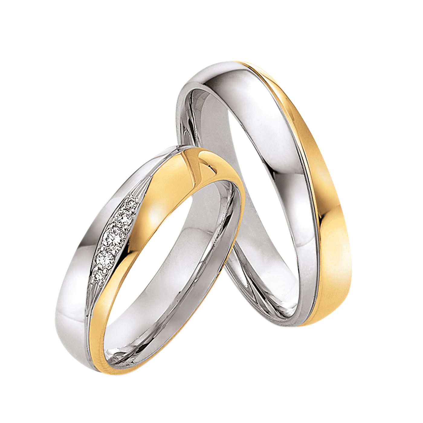 Trauring zus. ca. 0,07 ct. 585er bicolor Capri Trauring zus. ca. 0,07 ct. 585er bicolor Capri