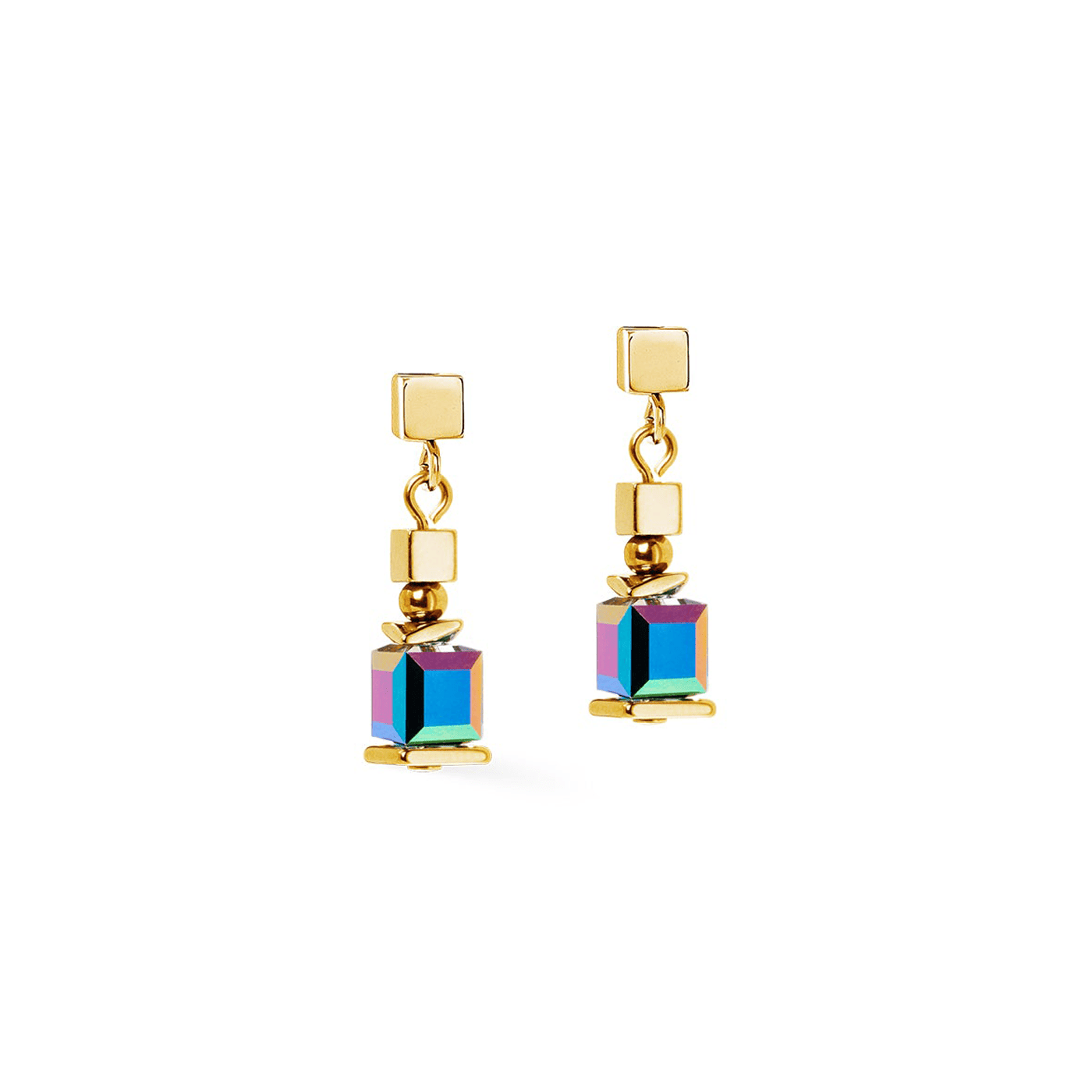 Ohrringe Edelstein Edelstahl gelb vergoldet Sparkling Cubes Fusion Ohrringe Edelstein Edelstahl gelb vergoldet Sparkling Cubes Fusion