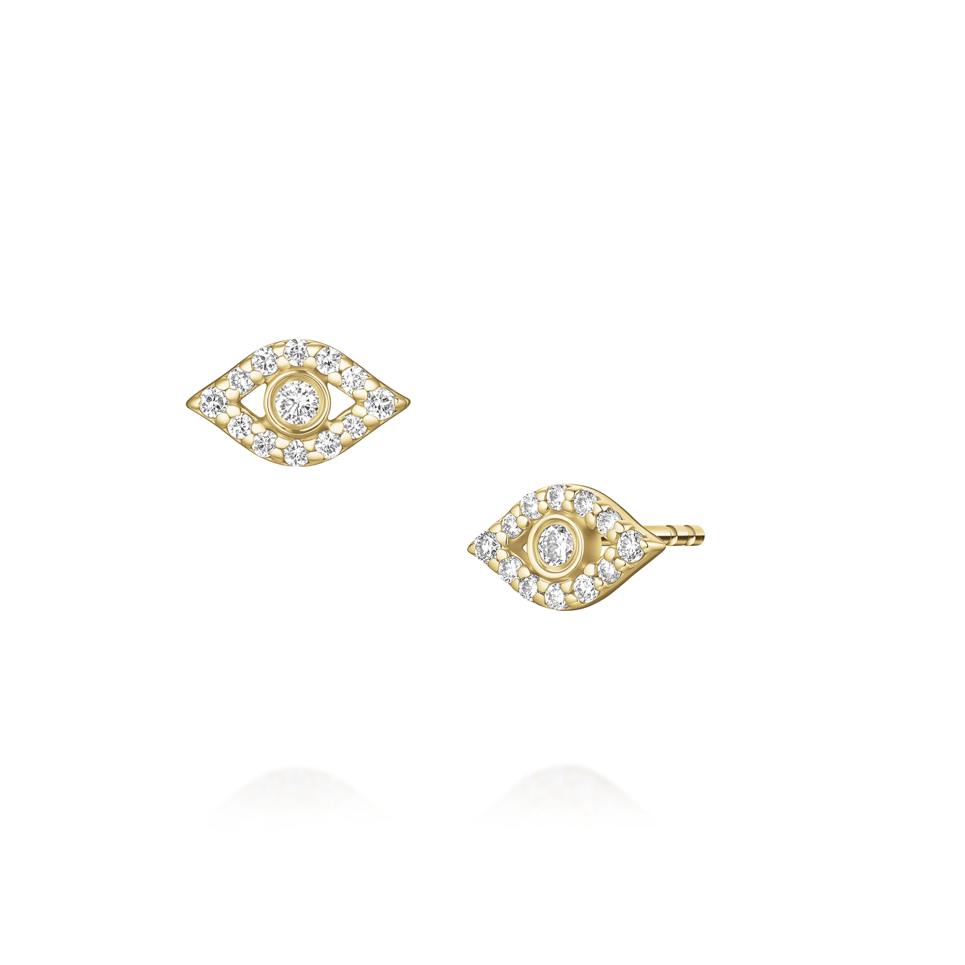 Ohrringe syn. Diamant zus. 0,101ct. 585er Gelbgold Evil Eye