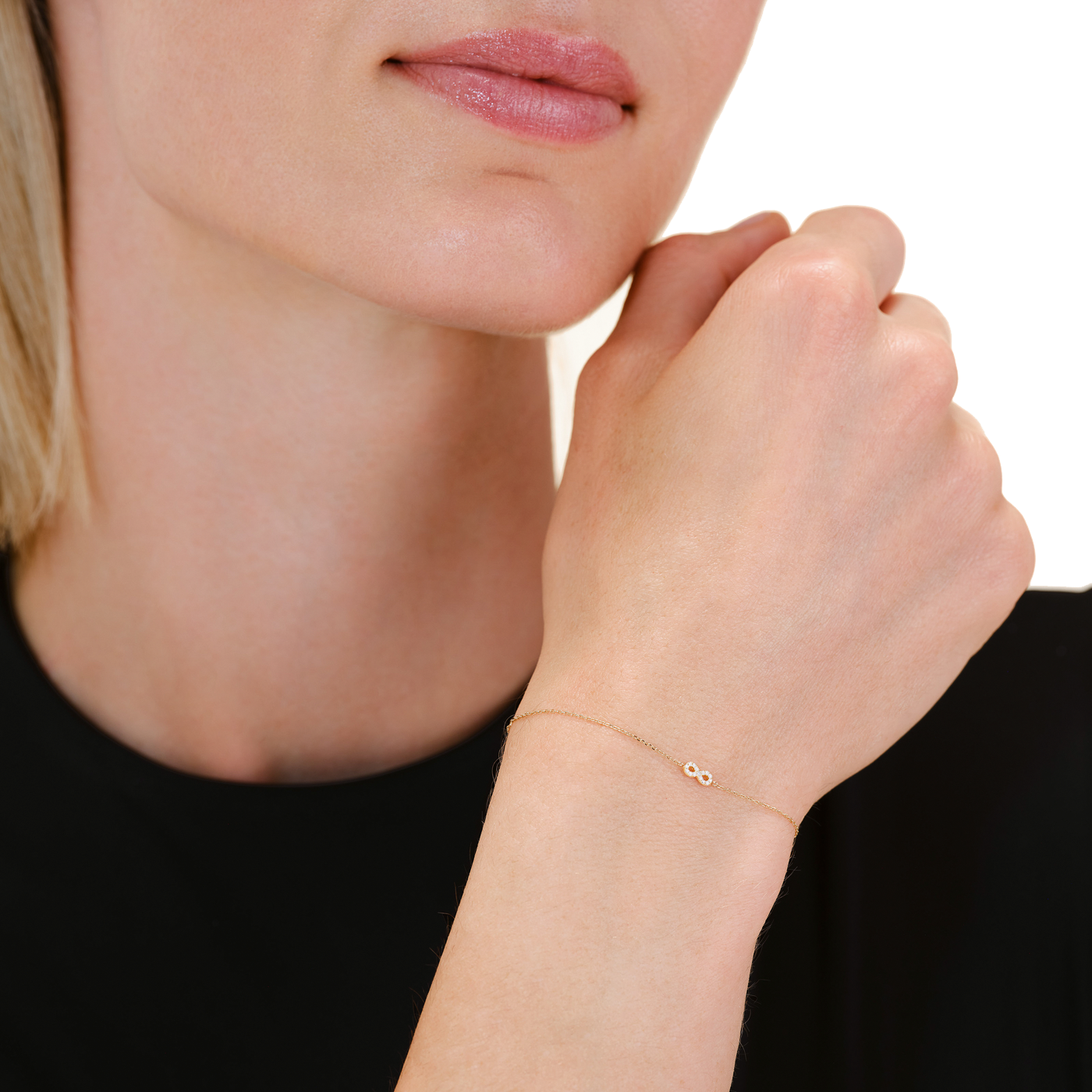 Armband syn. Diamant zus. 0,031ct. 585er Gelbgold Infinity