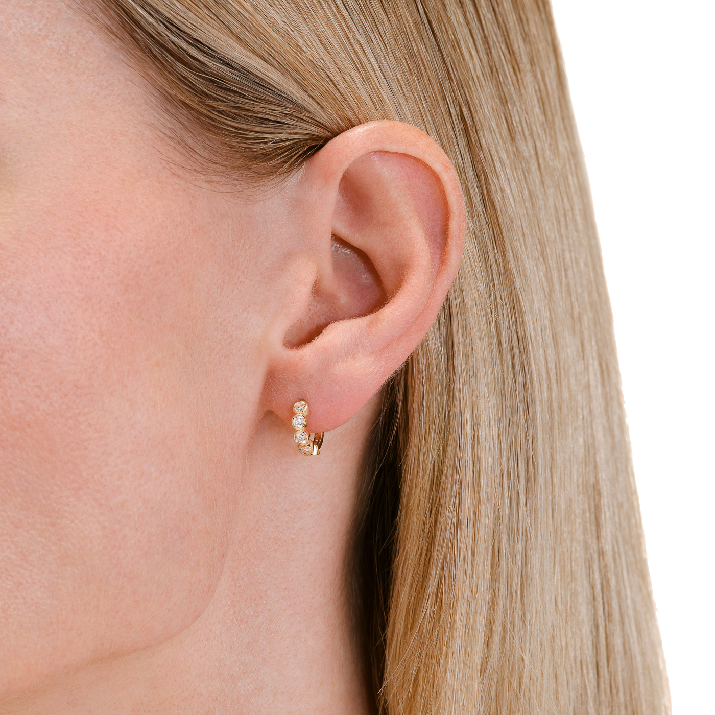 Ohrringe syn. Diamant zus. 0,643ct. 585er Gelbgold Bubble