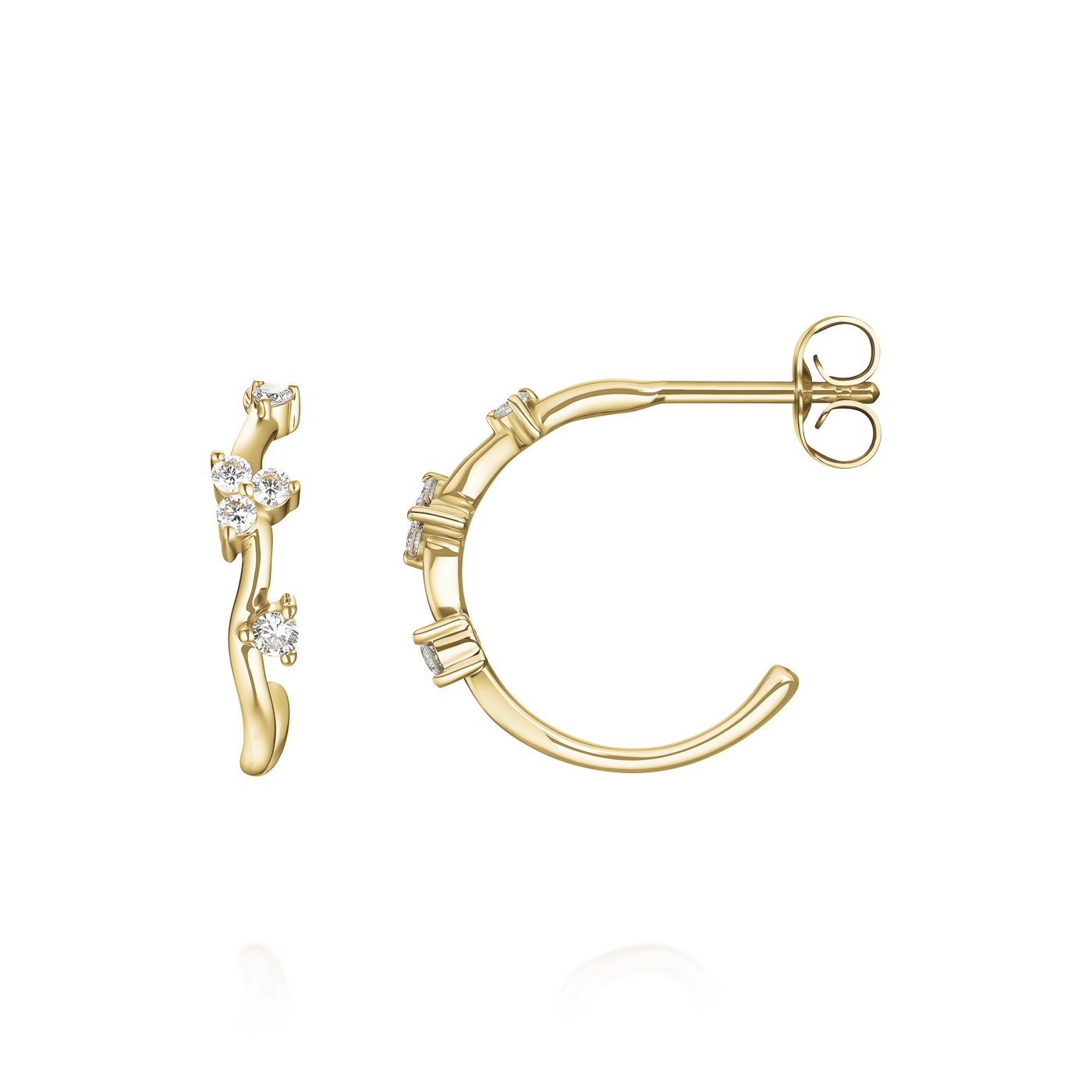 Ohrringe syn. Diamant zus. 0,089ct. 585er Gelbgold Wave Ohrringe syn. Diamant zus. 0,089ct. 585er Gelbgold Wave