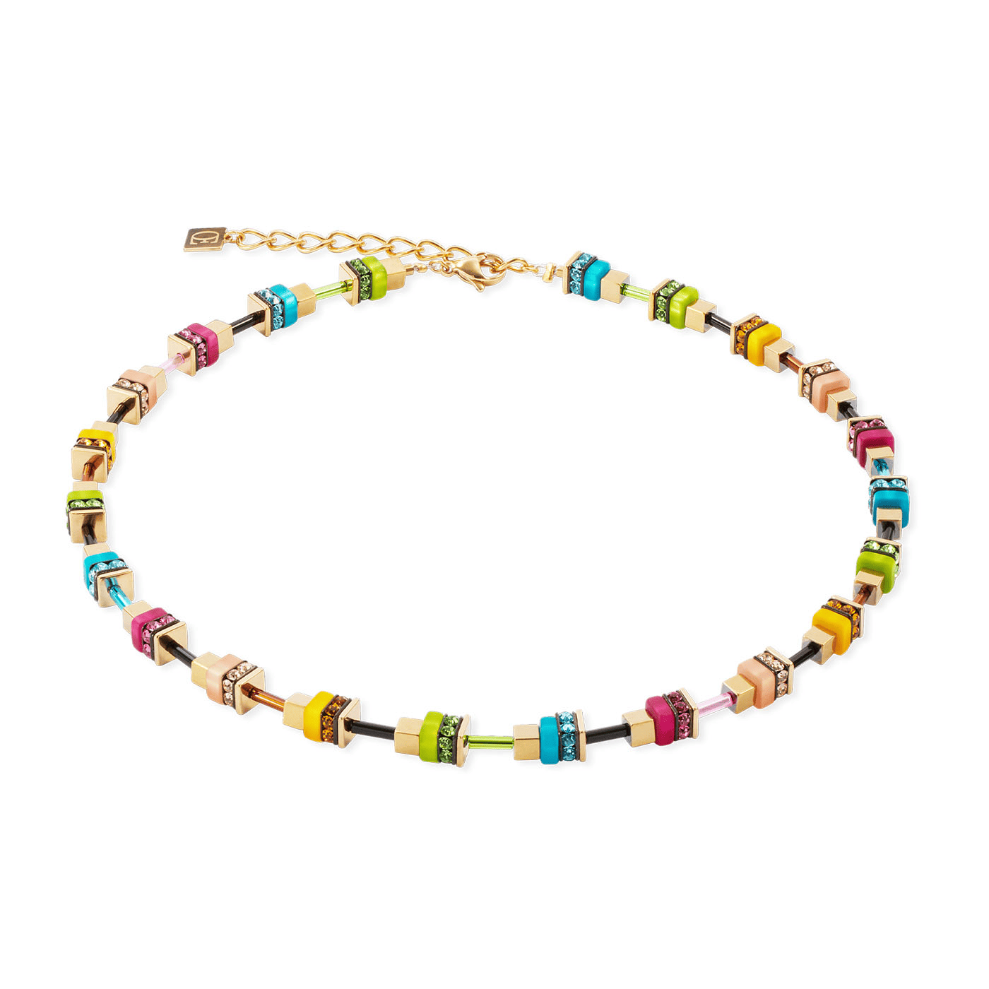 Edelsteinkette Edelstahl gelb vergoldet Boho Sunset Cube Edelsteinkette Edelstahl gelb vergoldet Boho Sunset Cube