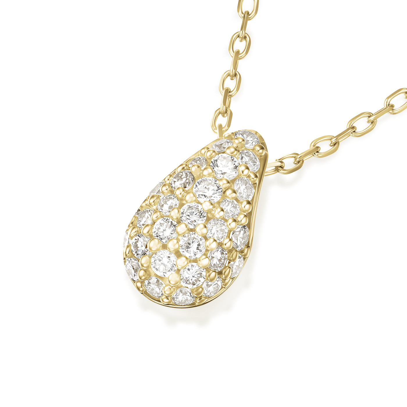 Kette syn. Diamant zus. 0,099ct. 585er Gelbgold Teardrop Pave
