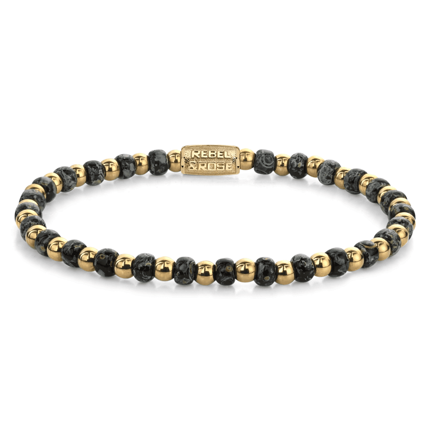 Armband Edelstahl gelb vergoldet Mix Glass Rocks Black Leopard Yellowgold Armband Edelstahl gelb vergoldet Mix Glass Rocks Black Leopard Yellowgold