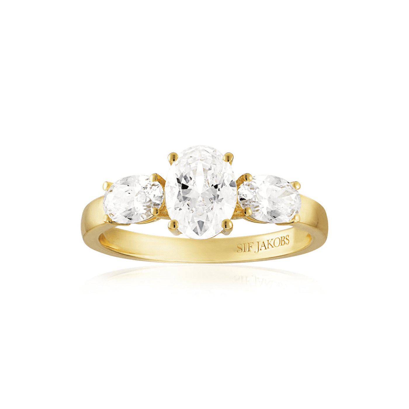 Ring Zirkonia 925er Silber gelb vergoldet Ellisse Ring Zirkonia 925er Silber gelb vergoldet Ellisse