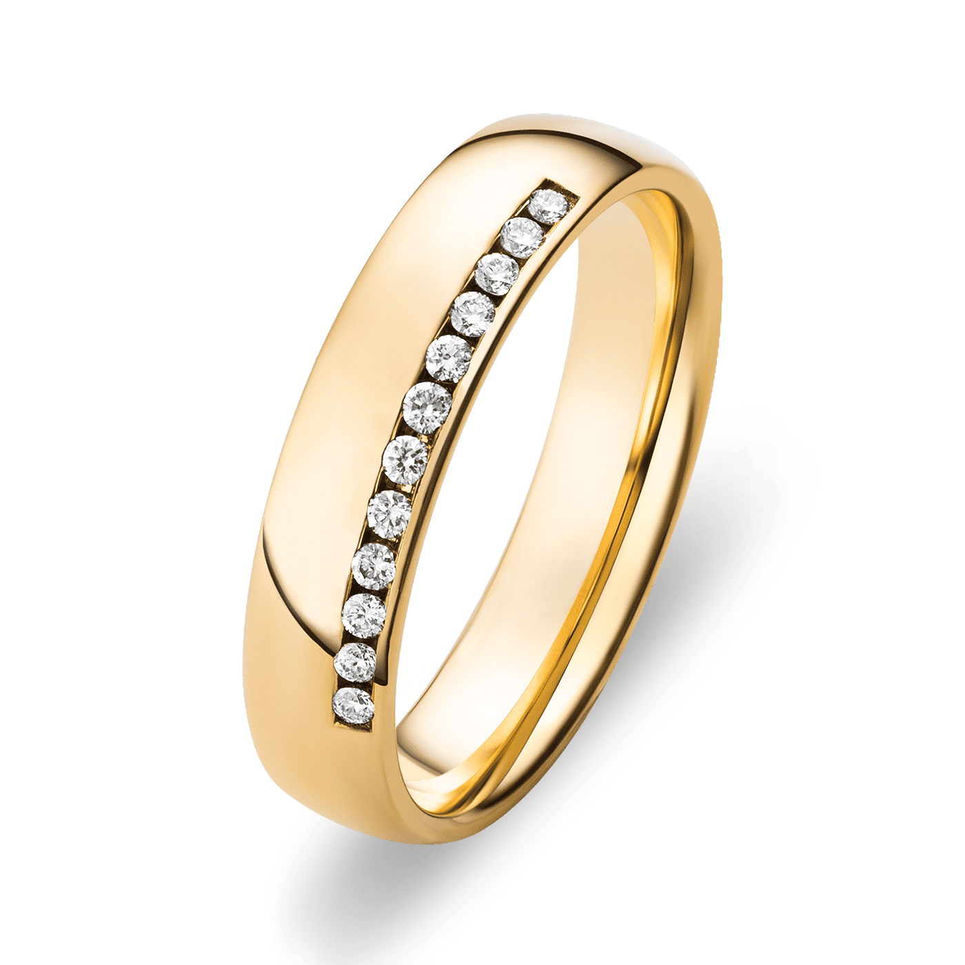 Trauring zus. ca. 0,12 ct. 585er Gelbgold Genua