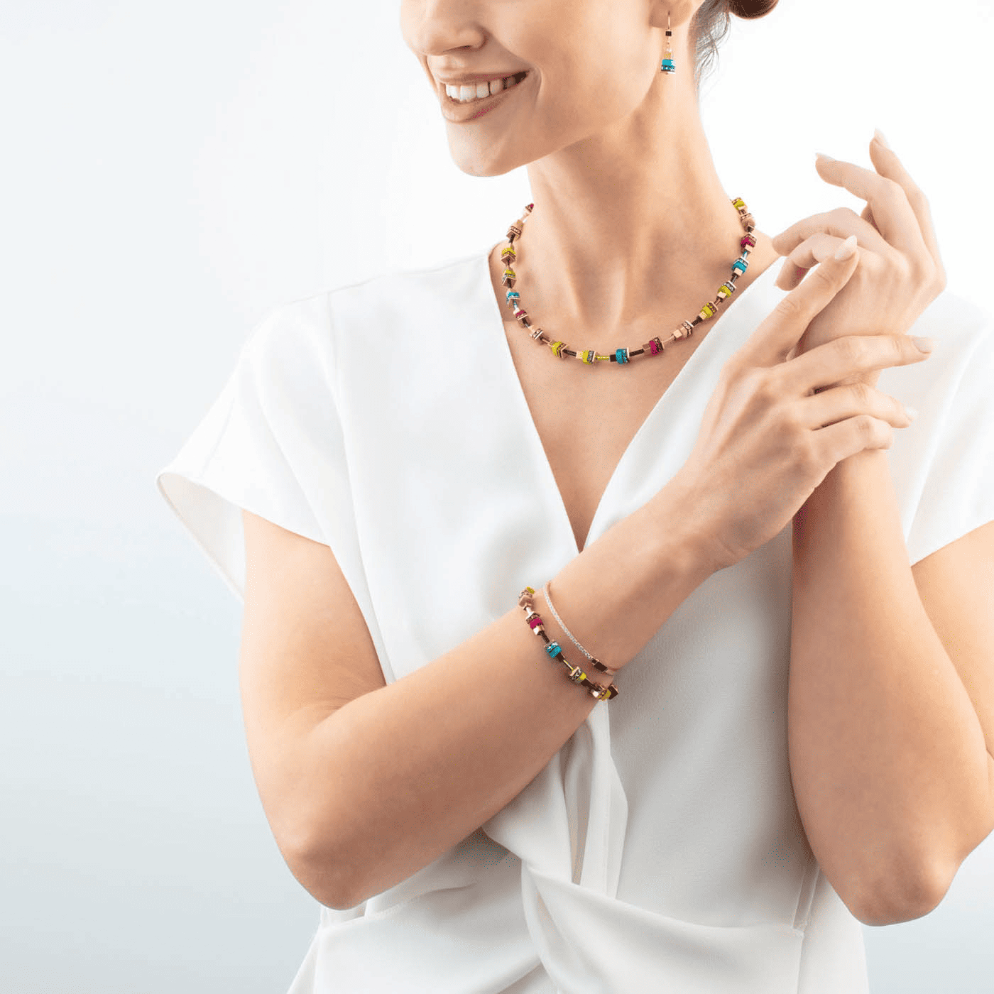 Armband Edelstahl gelb vergoldet Boho Sunset Cube