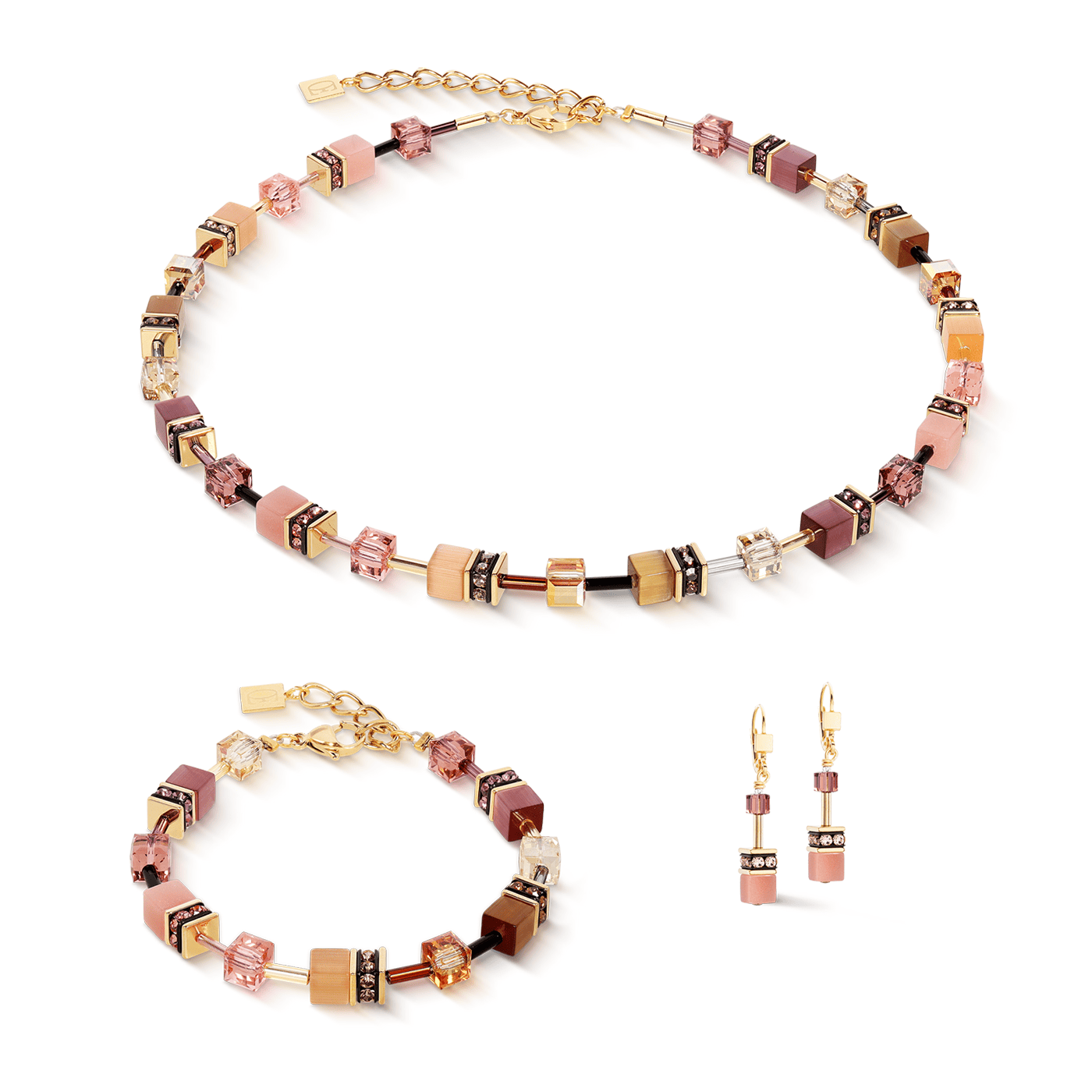 Steinkette Edelstahl gelb vergoldet GeoCUBE® Iconic Steinkette Edelstahl gelb vergoldet GeoCUBE® Iconic