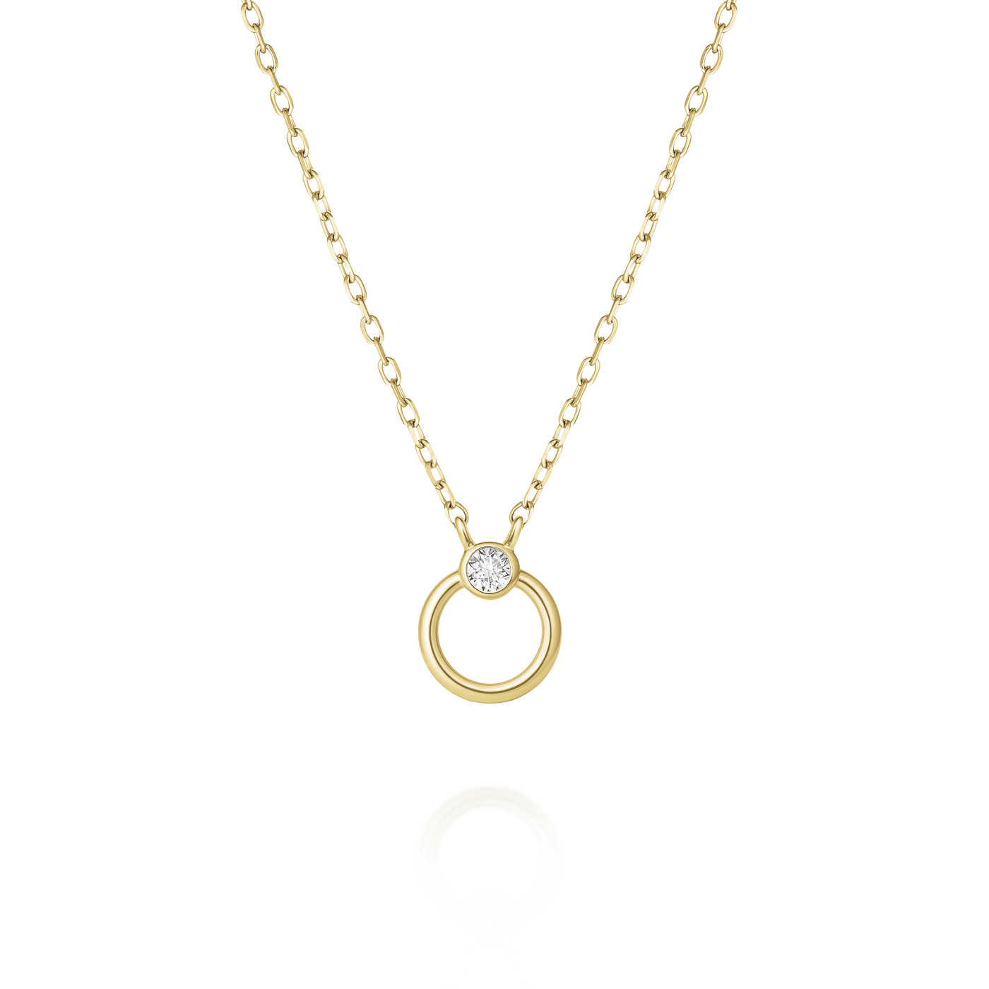 Kette syn. Diamant 0,014ct. 585er Gelbgold Open Circle Kette syn. Diamant 0,014ct. 585er Gelbgold Open Circle